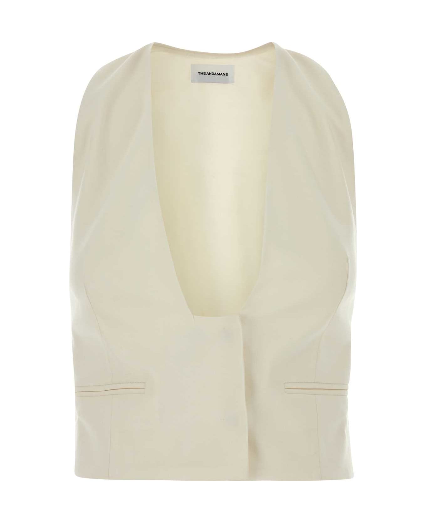 The Andamane Ivory Stretch Gabardine Vest - IVORY