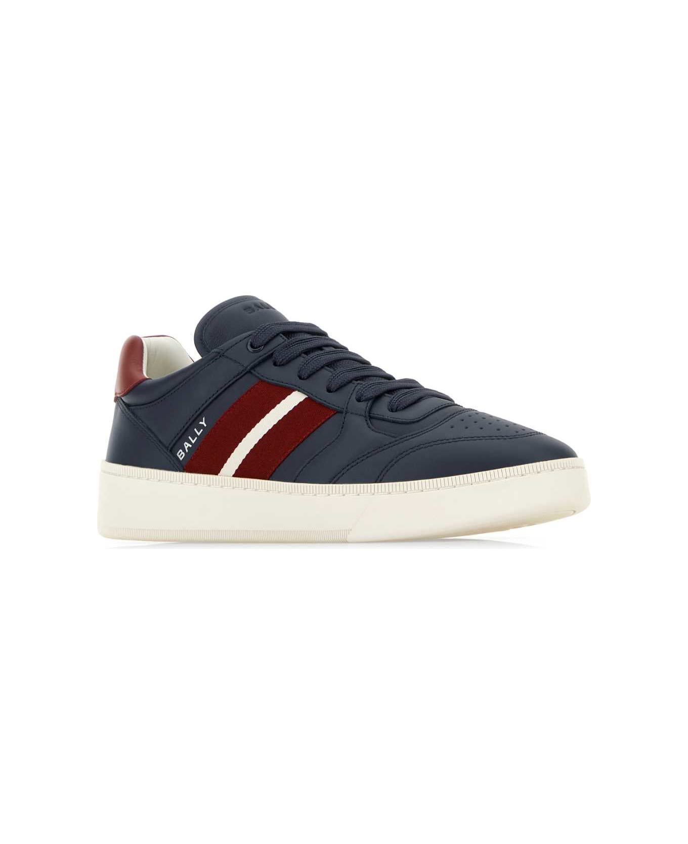 Bally Navy Blue Leather Rebby Sneakers - MARINEBALLYRED