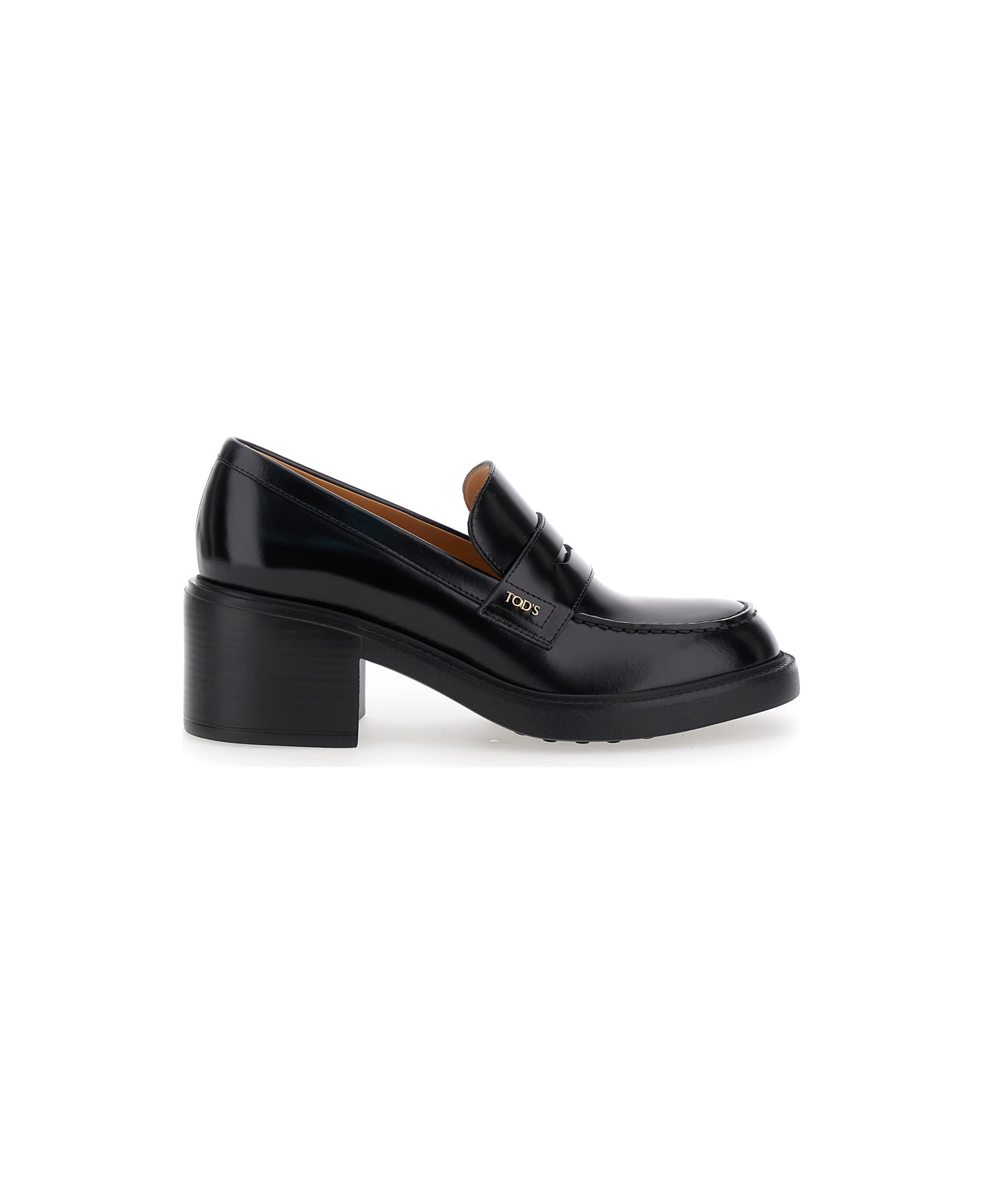 Tod's Black Loafers With Penny Slot And Logo Lettering On The Side In Leather Woman - Black