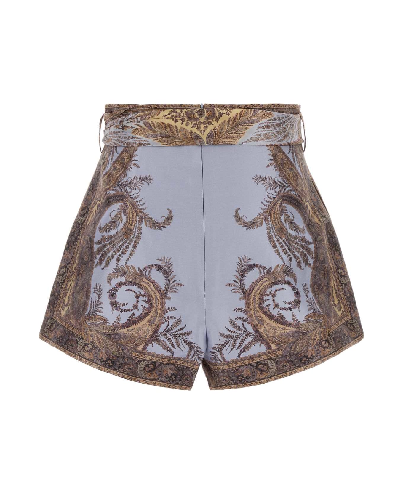 Zimmermann Printed Silk Blend Hypnotic Shorts - LILACPAISLEY