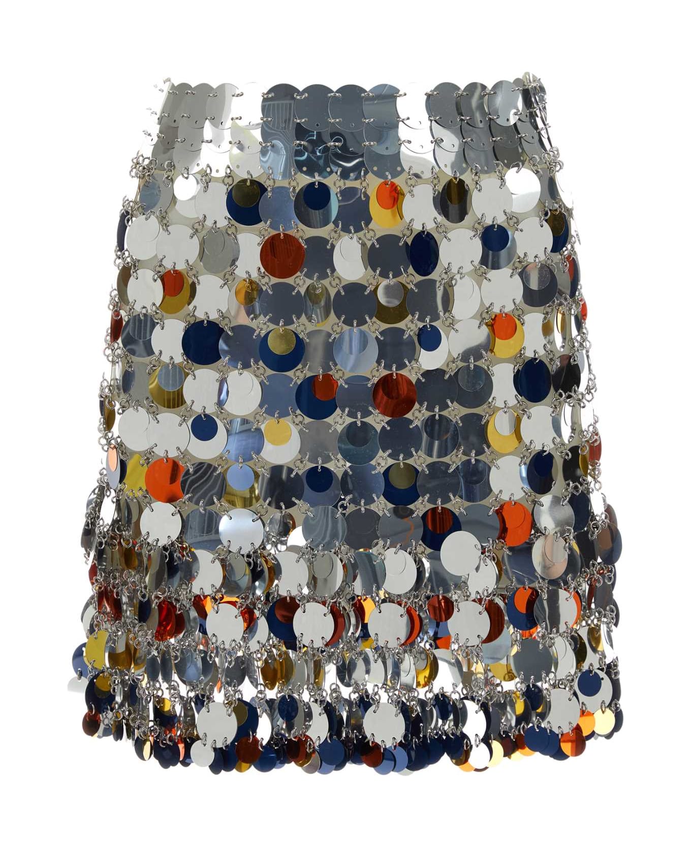 Paco Rabanne Multicolor Sequins Mini Skirt - SILVERBRIGHTORANGE