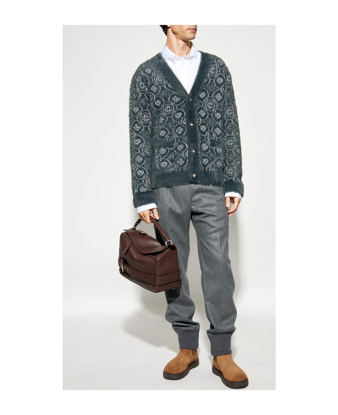 Casablanca Monogram Cardigan - GREY