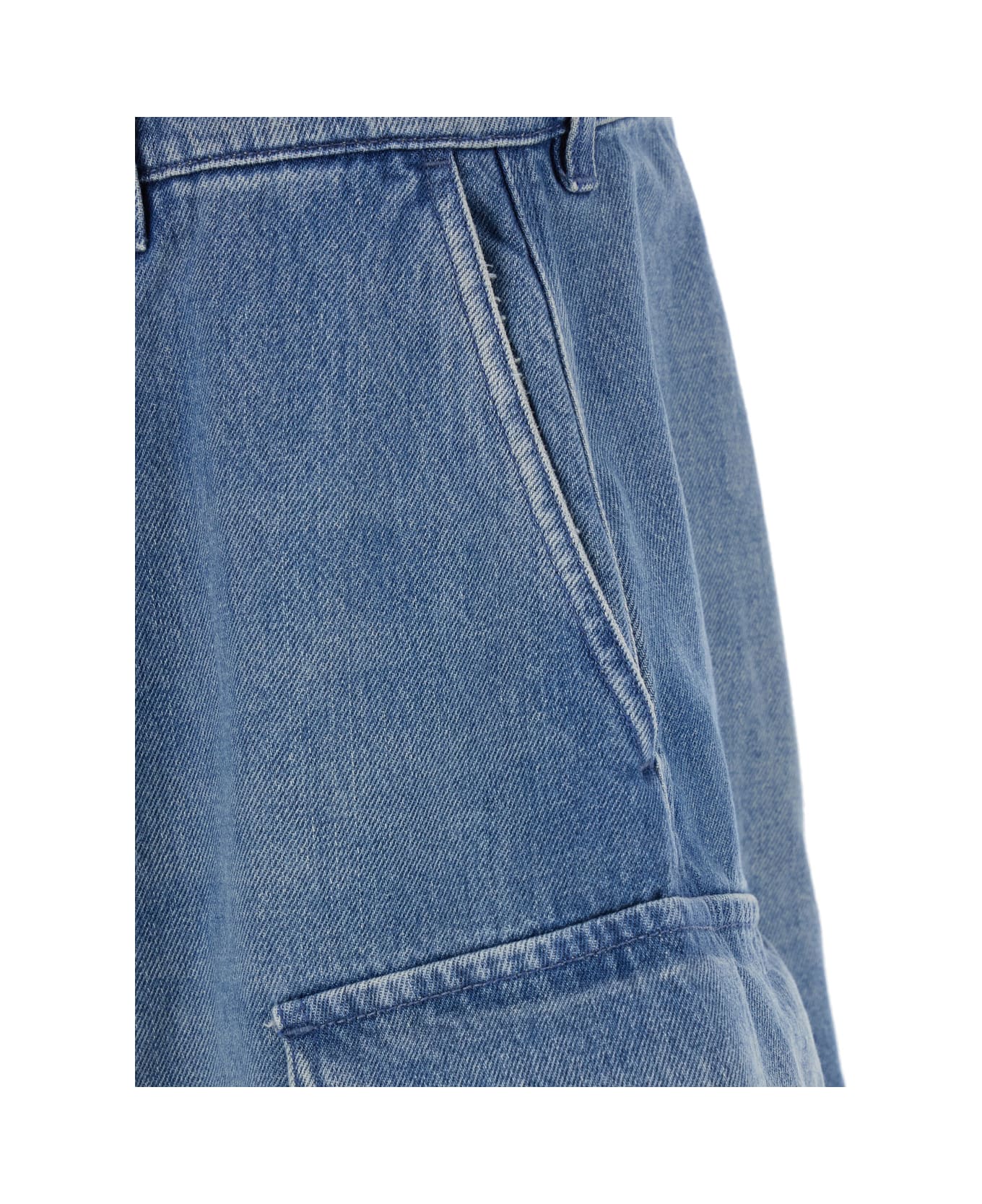 J.W. Anderson Light Blue Bermuda Shorts With Cargo Pockets And Logo Patch On The Back In Denim Man - Light blue