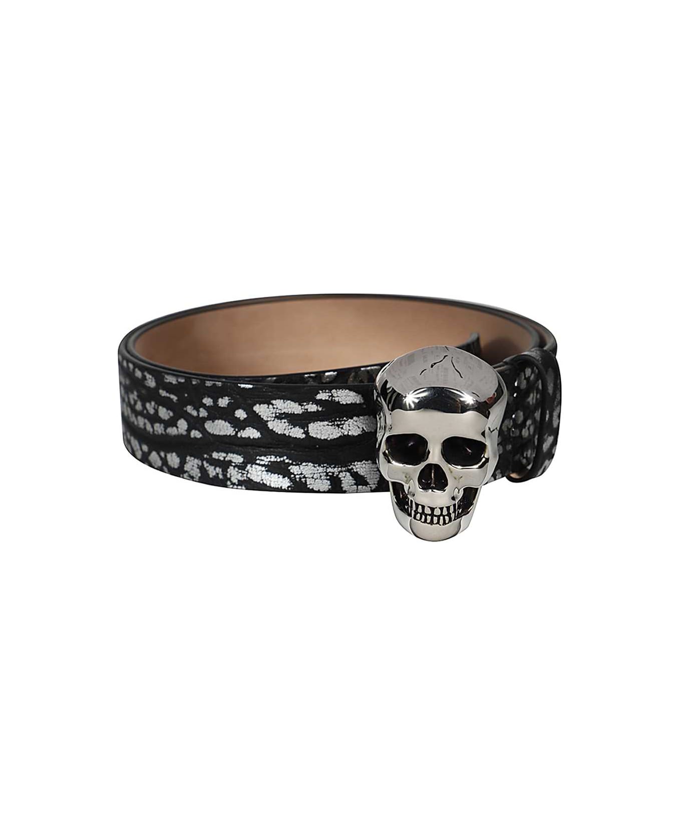 Alexander McQueen Printed Leather Belt - black