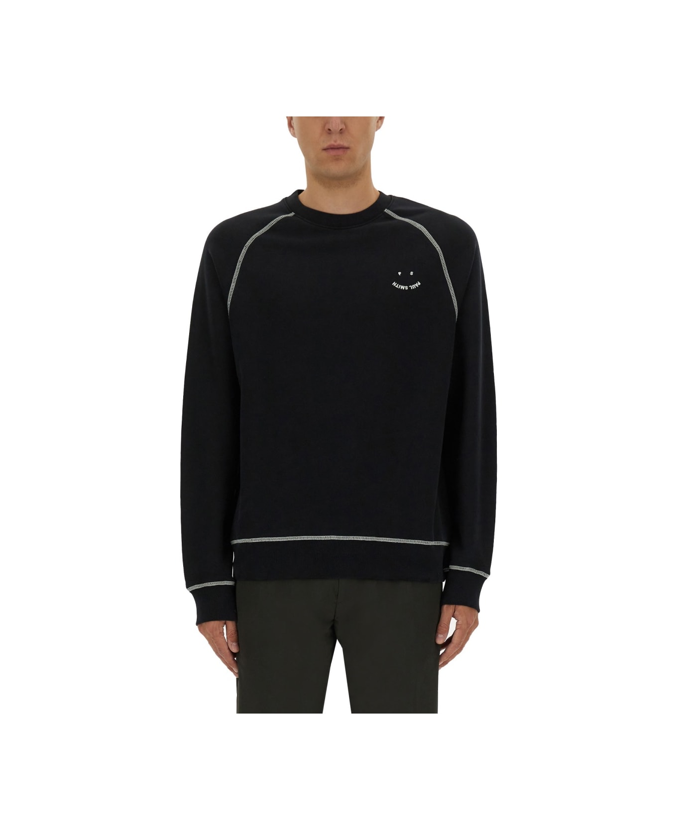 PS by Paul Smith Sweatshirt With Embroidery Ps Happy - BLACK