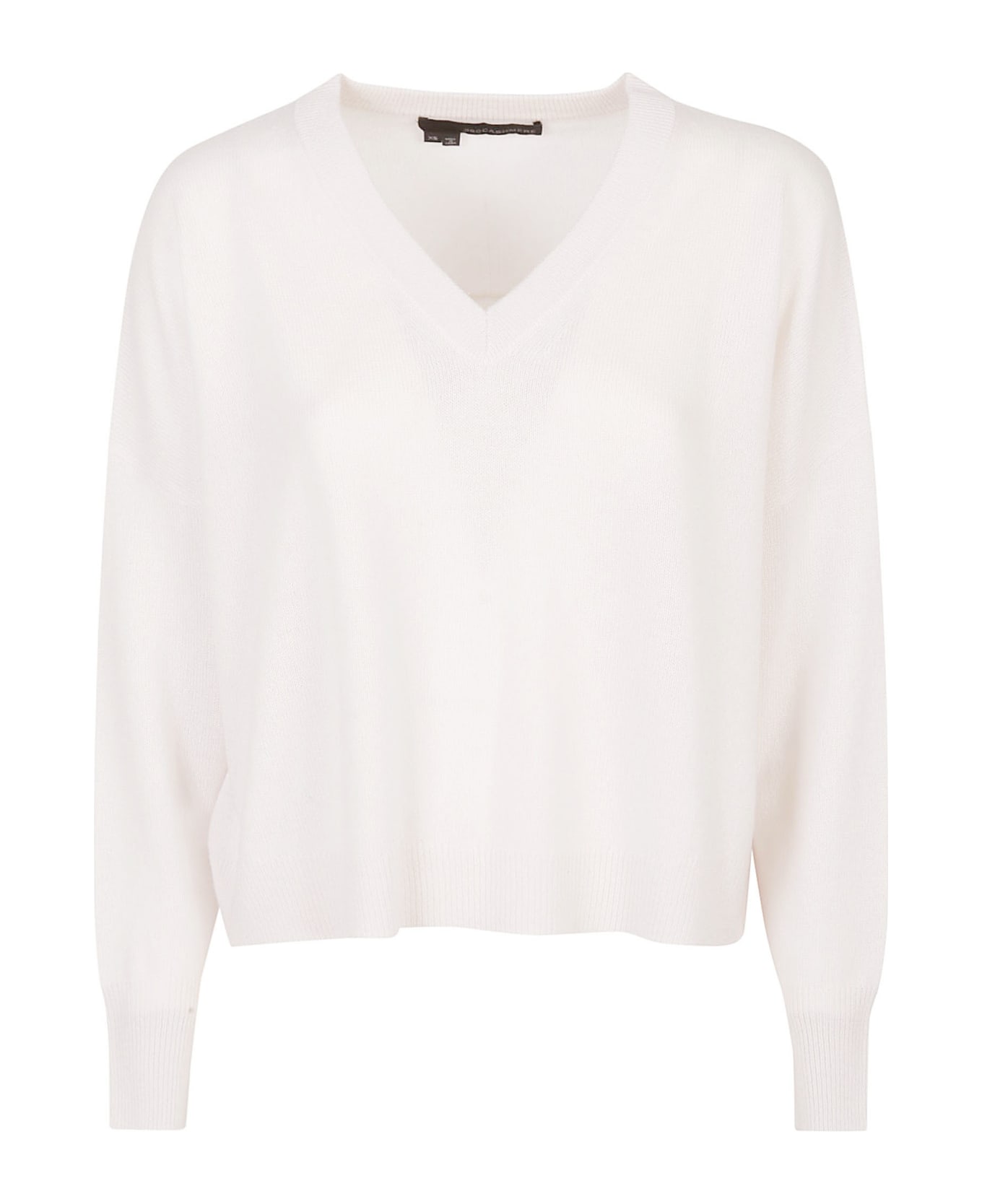 360Cashmere Camille High Low Boxy V Neck Sweater - Alabaster