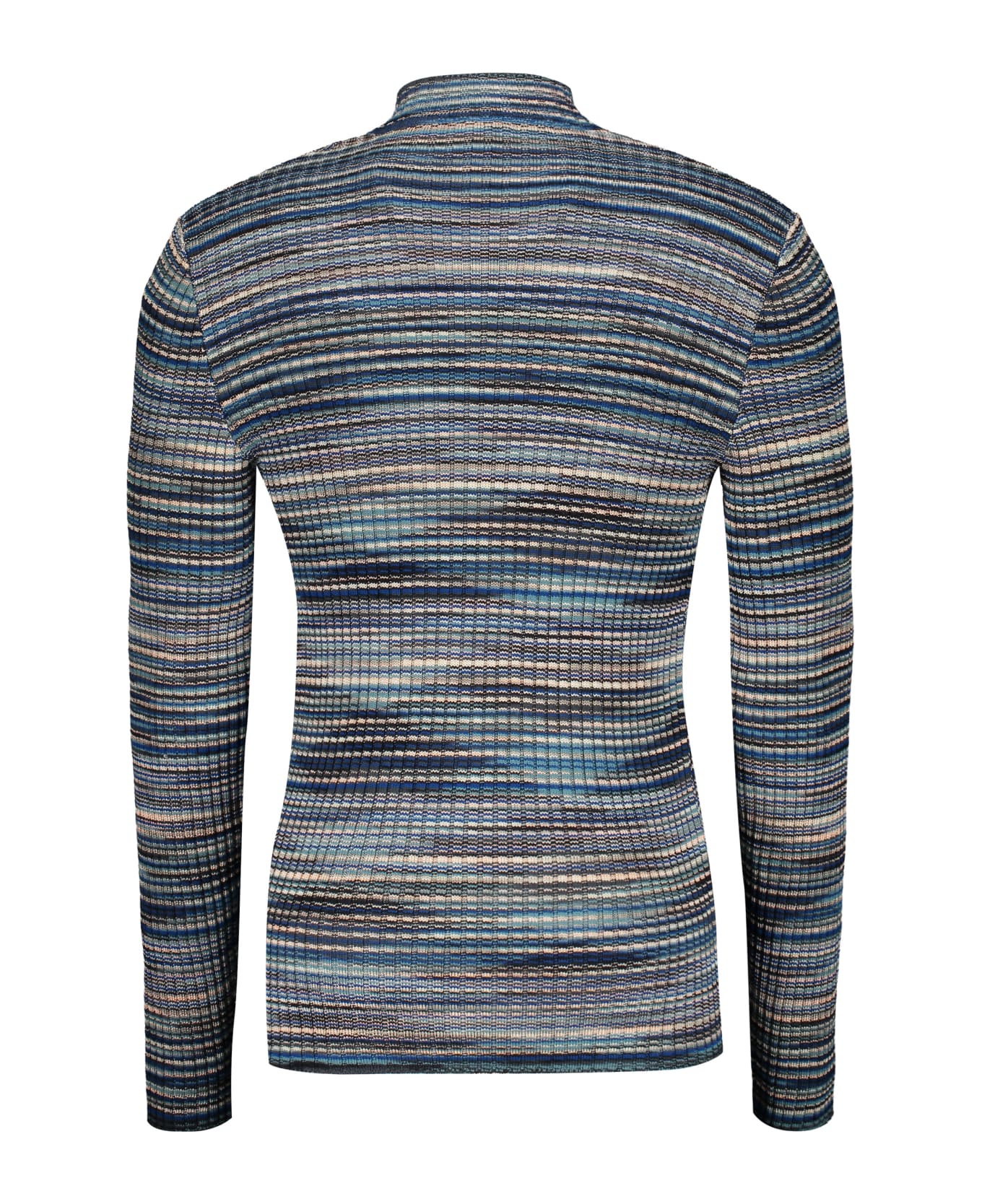 M Missoni Ribbed Wool Turtleneck Sweater - blue