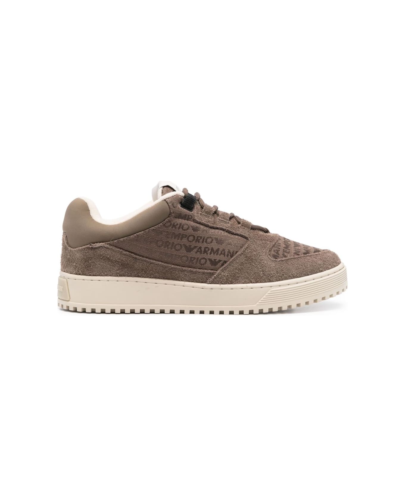 Emporio Armani Suede Leather Sneakers - Brown