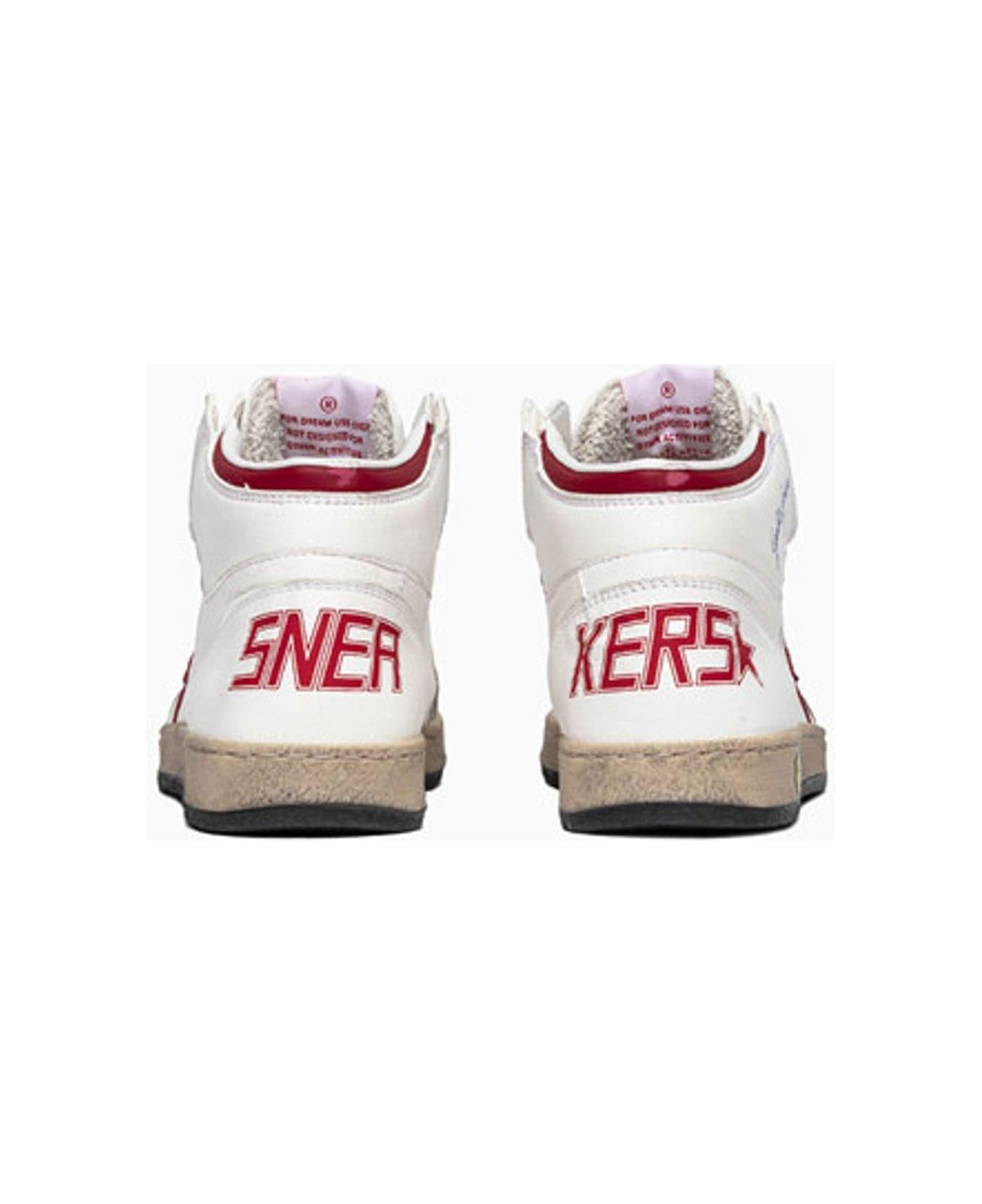 Golden Goose Logo Detailed Lace-up Sneakers - White/red