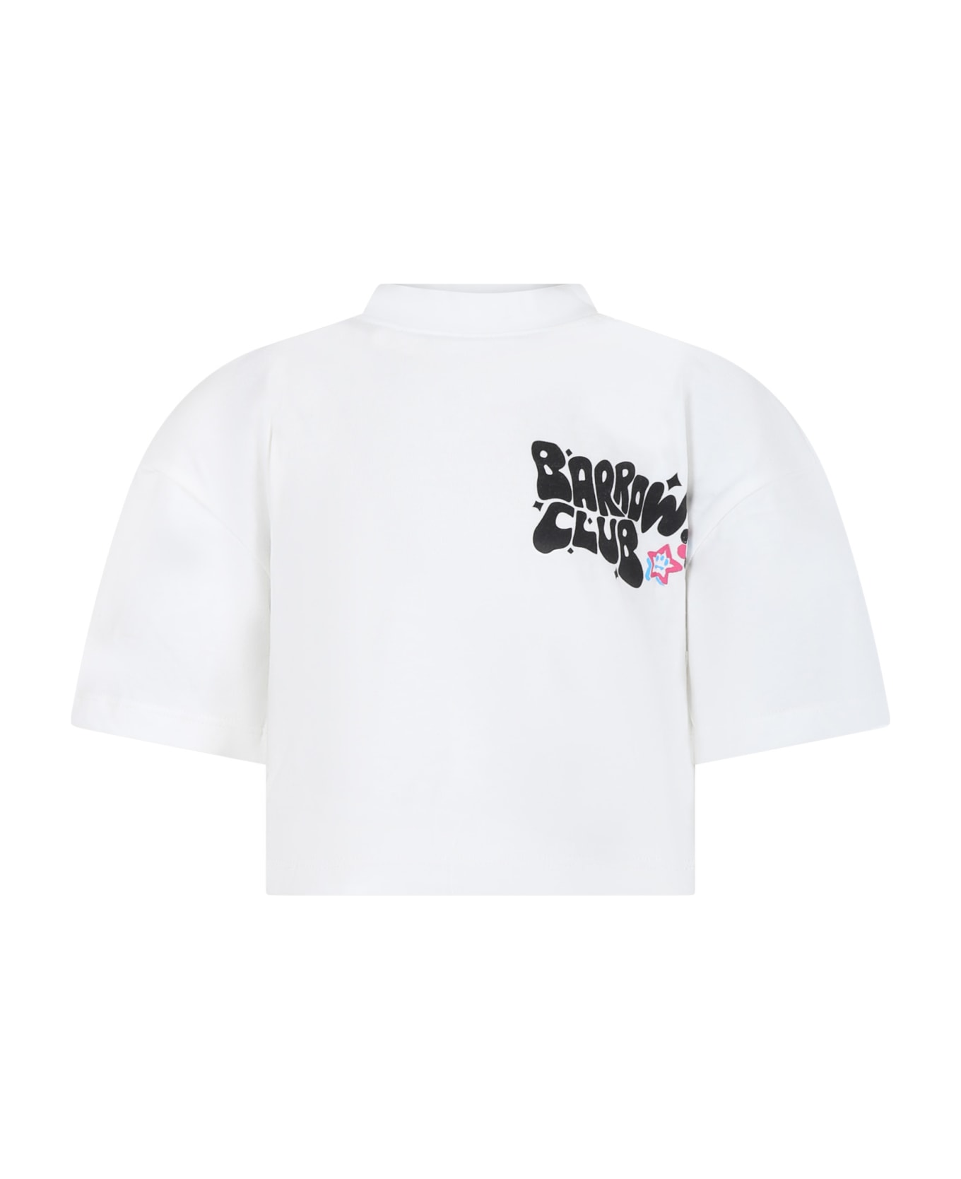 Barrow White T-shirt For Girl With Smiley Face - White