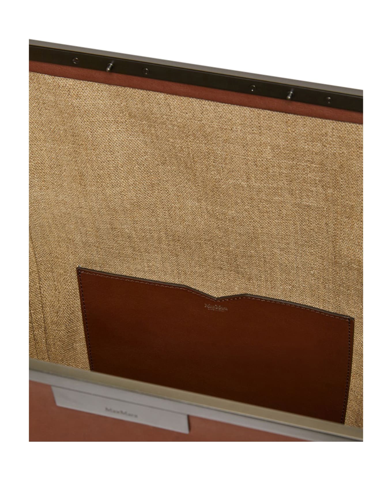 Max Mara Large Clutch In Natural Leather Max Mara - Cocoa