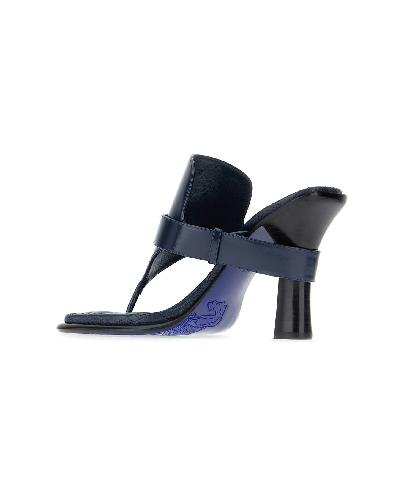 Burberry Petrol Blue Leather Bay Thong Sandals - LAKE