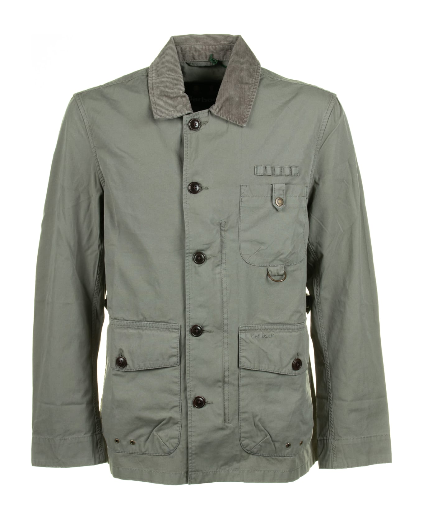 Barbour Cotton Jacket With Pockets And Buttons - AGAVE