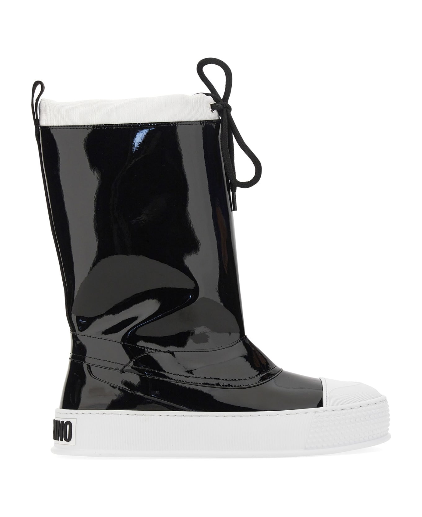 Moschino Boot With Logo - BLACK