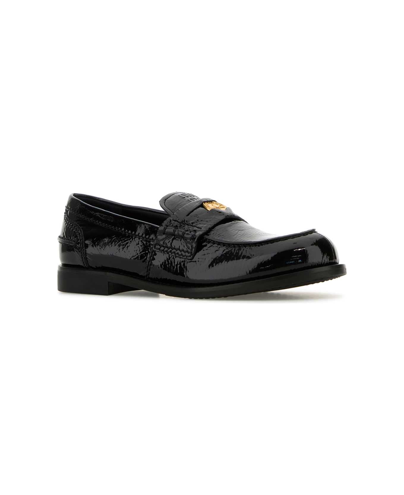 Miu Miu Black Leather Loafers - NERO