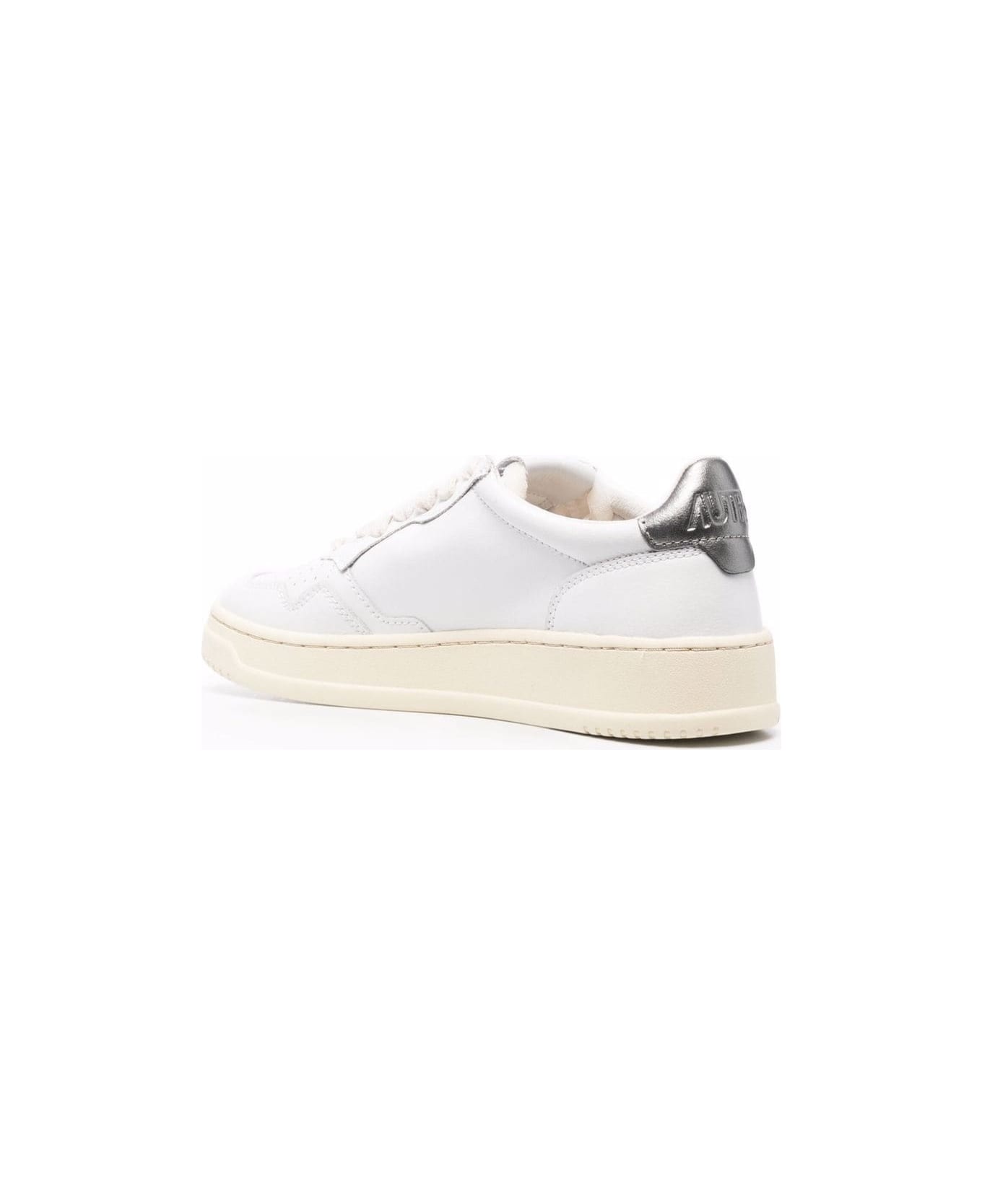 Autry White And Silver Leather Sneakers Autry Woman - Bianco/Argento スニーカー