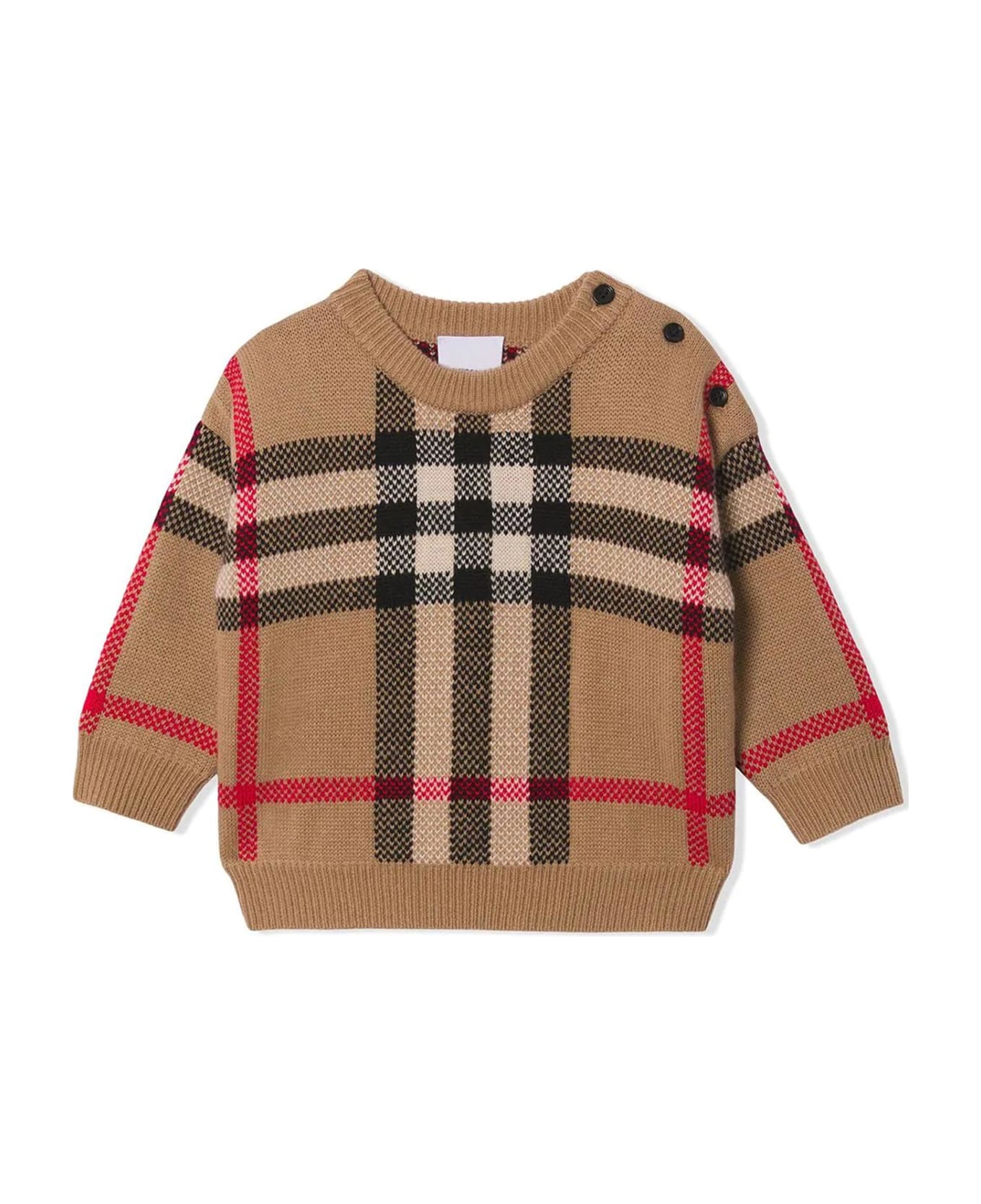 Burberry Sweater With Check Pattern - Beige ニットウェア＆スウェットシャツ