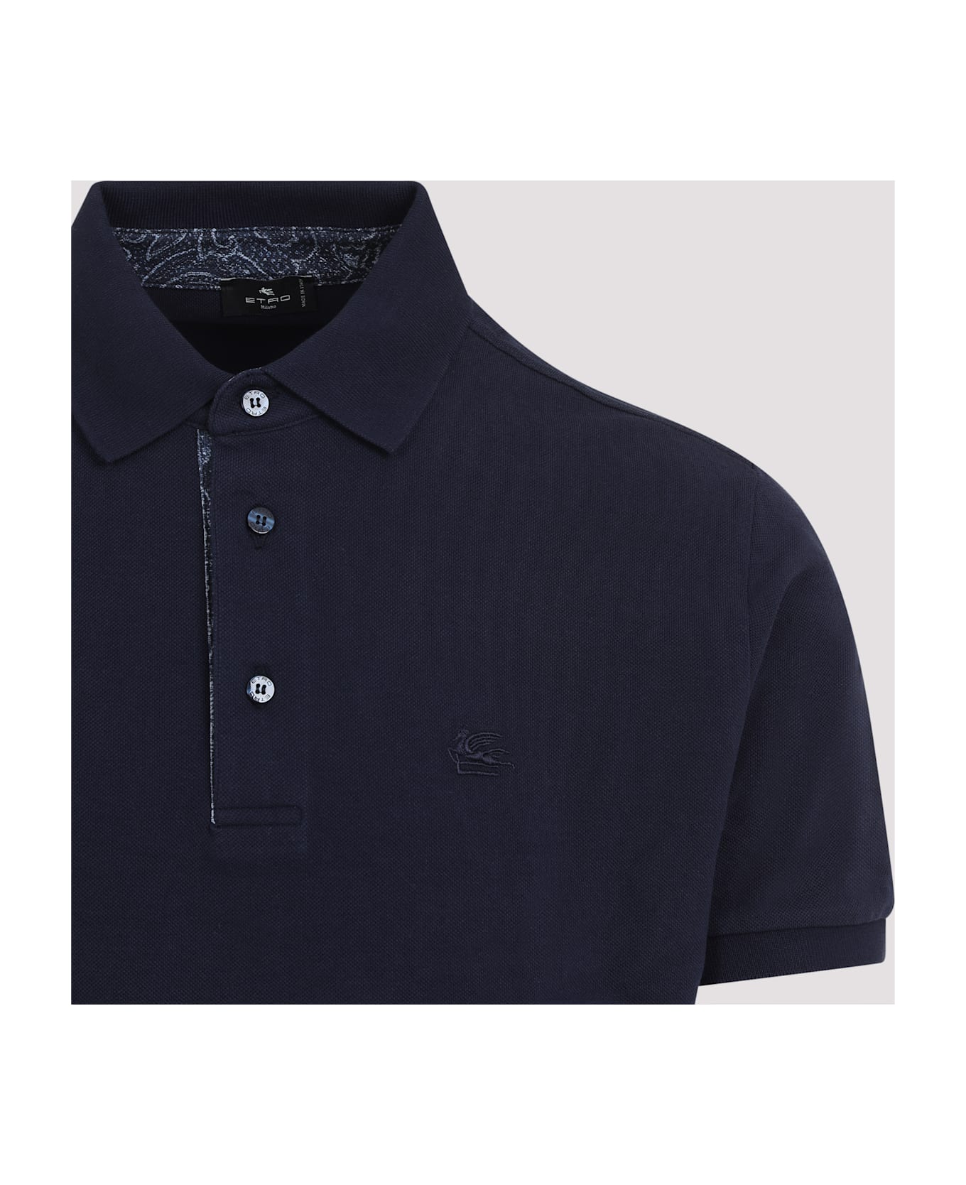 Etro Roma Printed Details Polo - Dark Blue