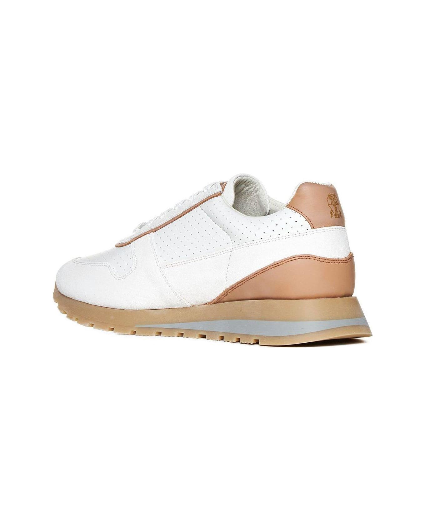 Brunello Cucinelli Panelled Lace-up Sneakers - BLANCO_BIANCO_CAMEL
