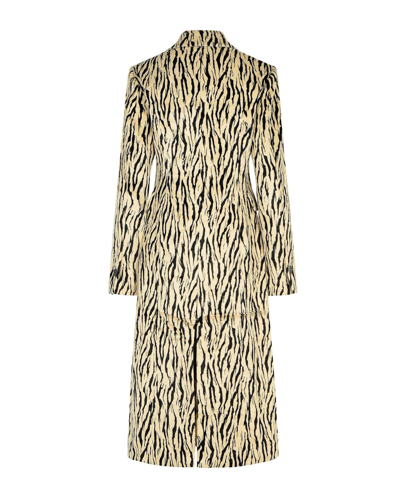 Rotate by Birger Christensen Printed Faux Fur Coat - EGRET COMB