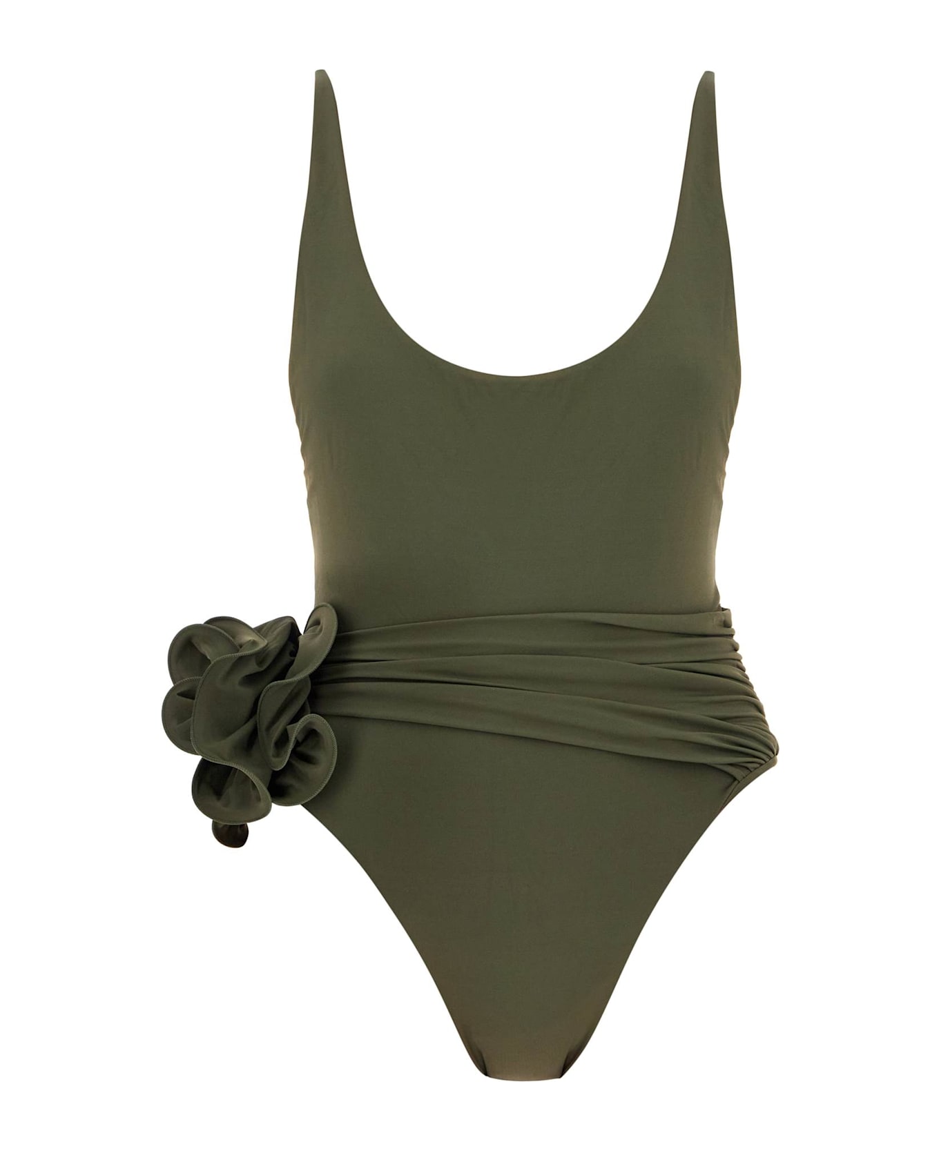 Magda Butrym One-piece Swimsuit With Applied Flower - GREEN (Green)