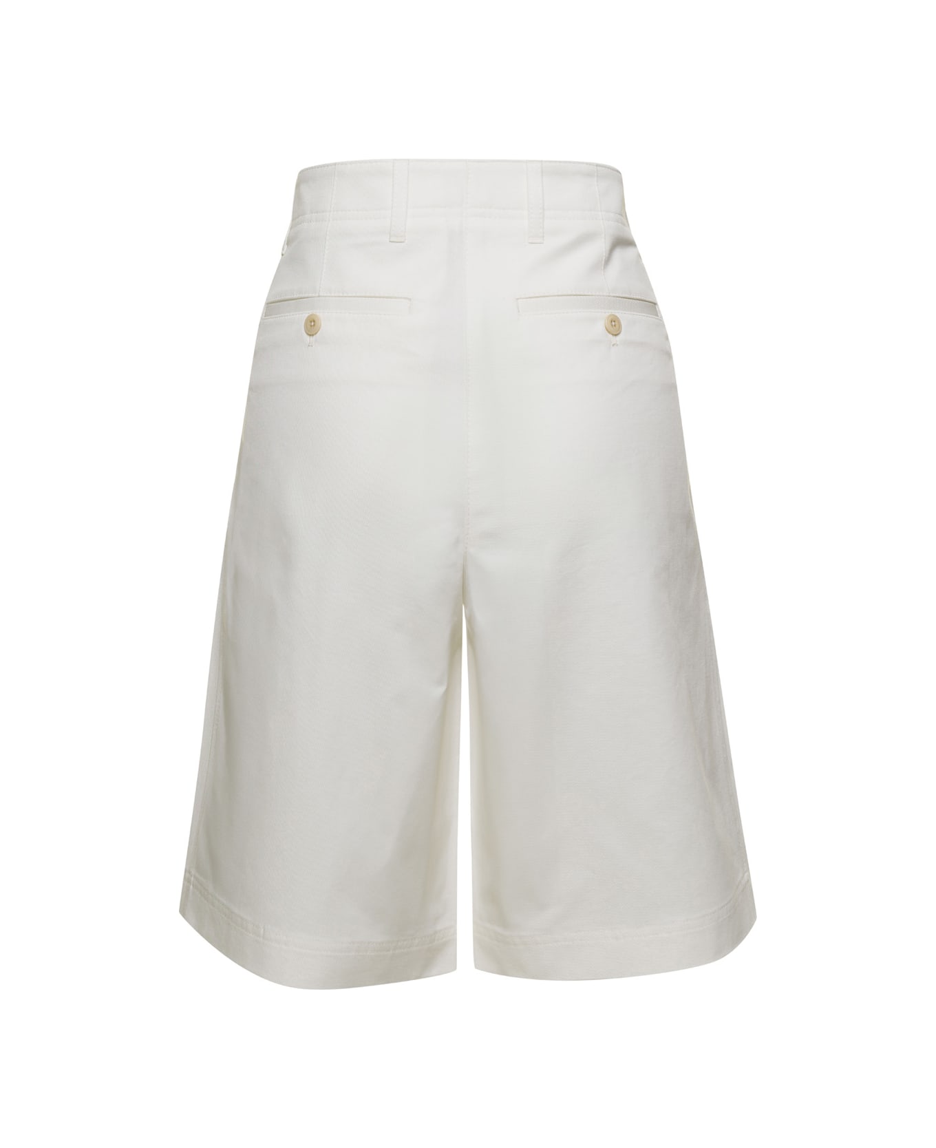 Totême White Twill Pleated Bermuda Shorts In Cotton Woman - White ボトムス