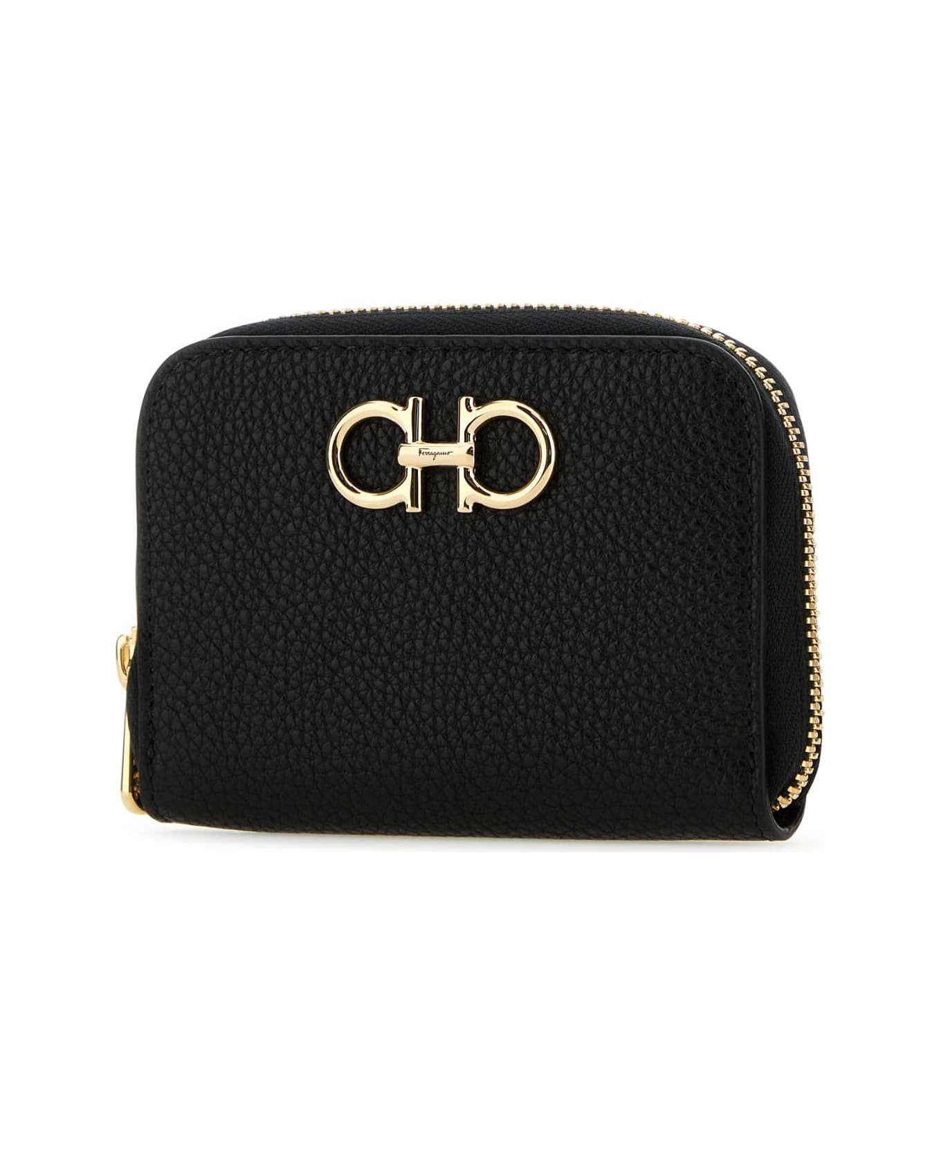 Ferragamo Black Leather Coin Case - NERO