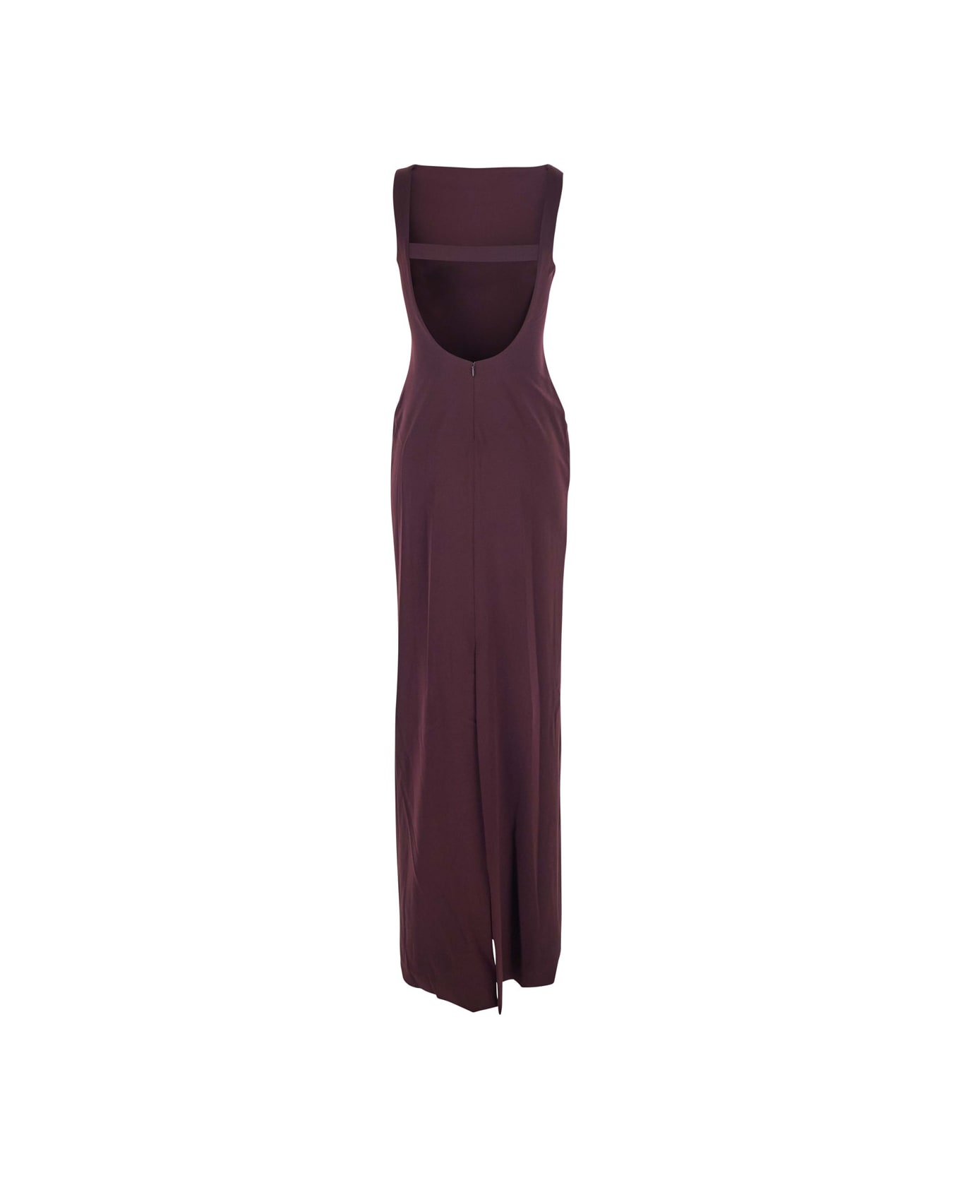 Solace London Bordeaux Long Dress With Square Neckline And Cut Out On The Back In Fabric Woman - Bordeaux