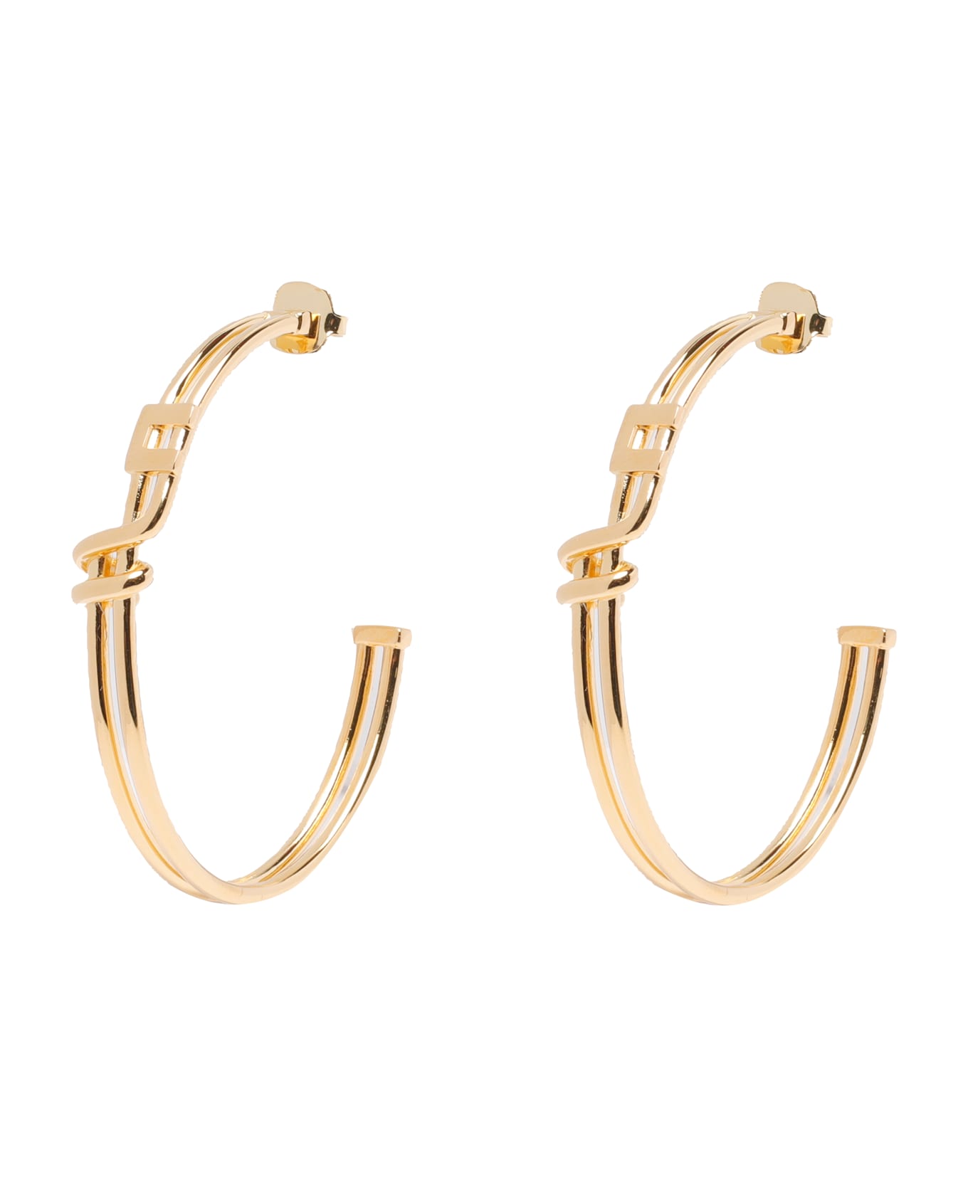 Elisabetta Franchi Logo Earrings - Golden