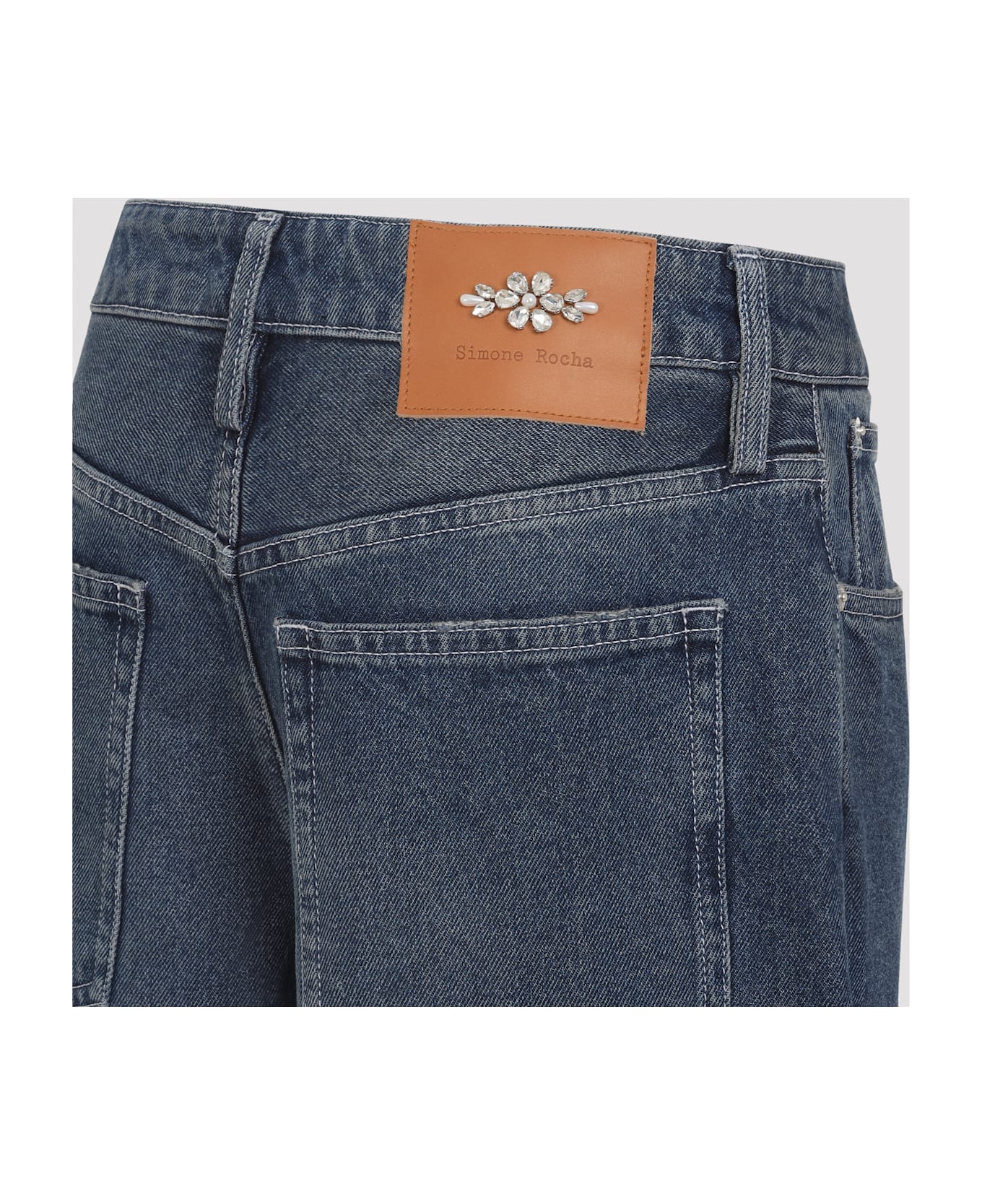 Simone Rocha Distressed Straight Leg Jeans - Distressed Blue