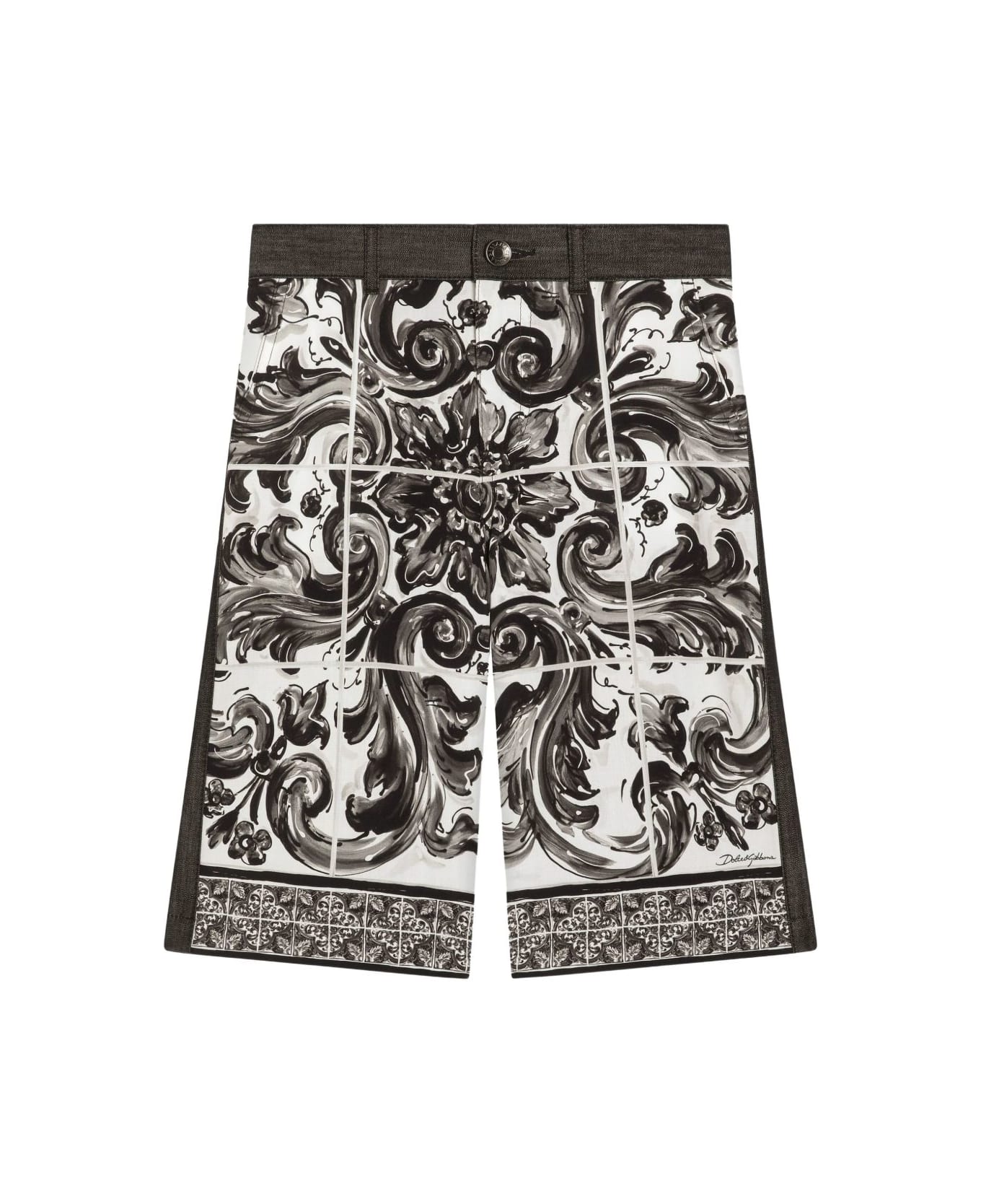 Dolce 
Gabbana Dolce &amp; Gabbana Kids Shorts With Majolica Print - Black