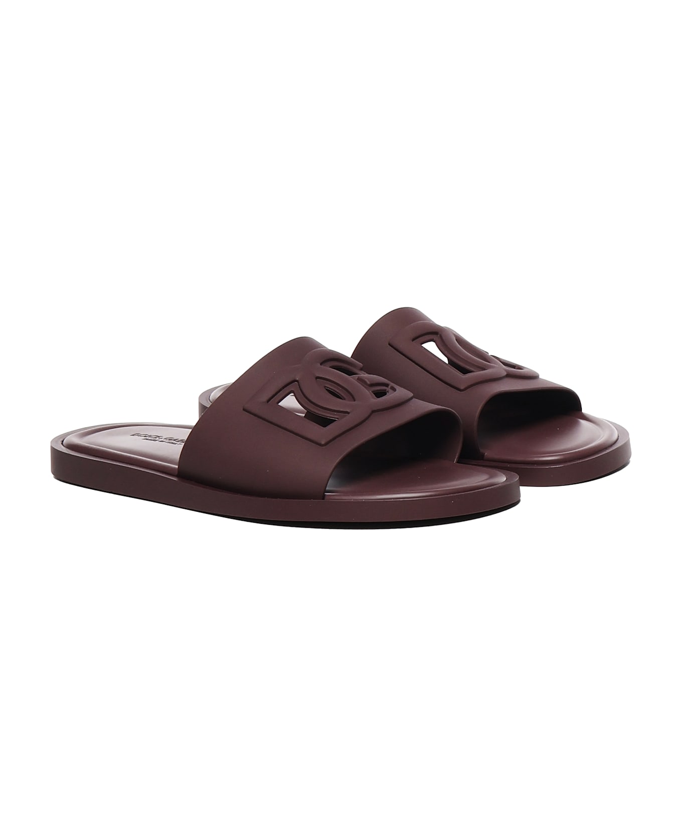 Dolce 
Gabbana Beachwear Slide With Logo - Bordeaux