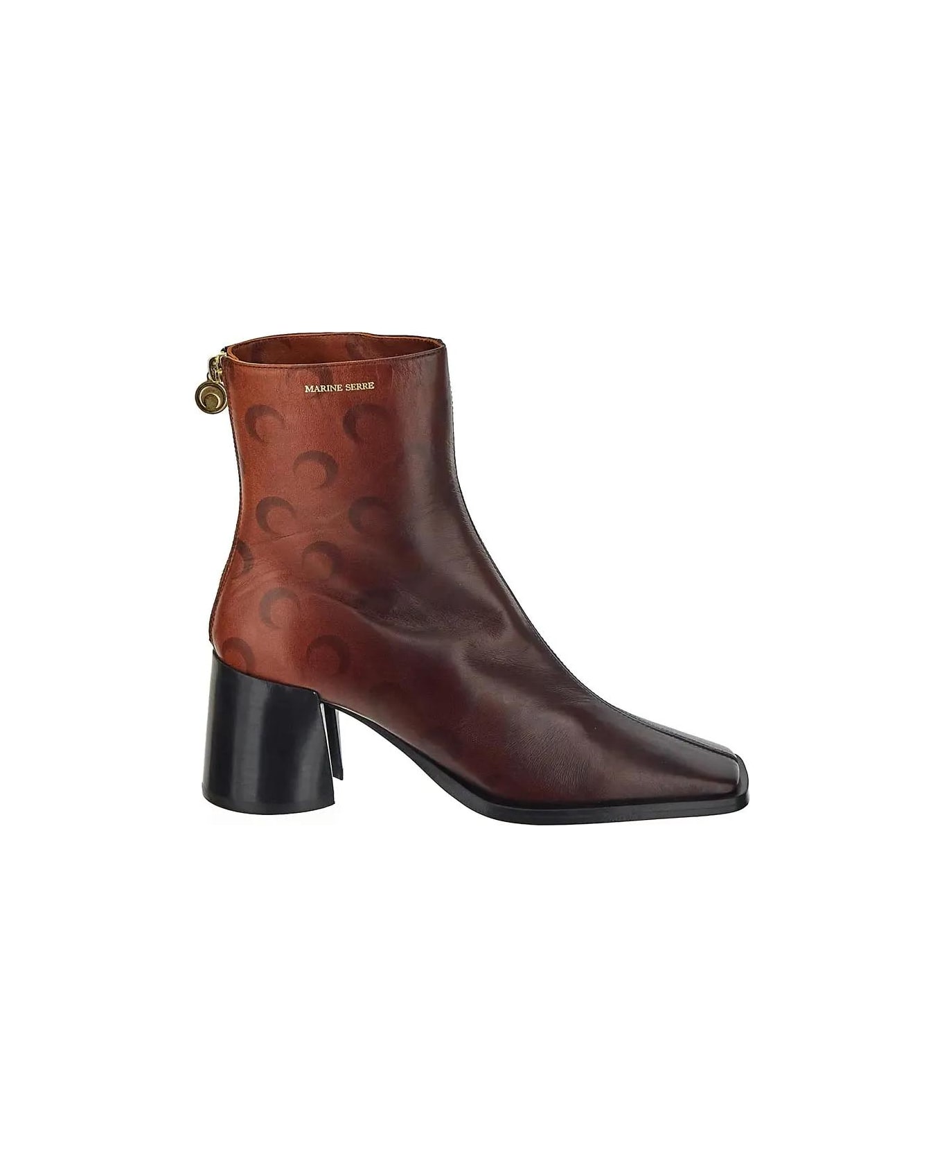 Marine Serre Airbrushed Leather Ankle Boots - BROWN