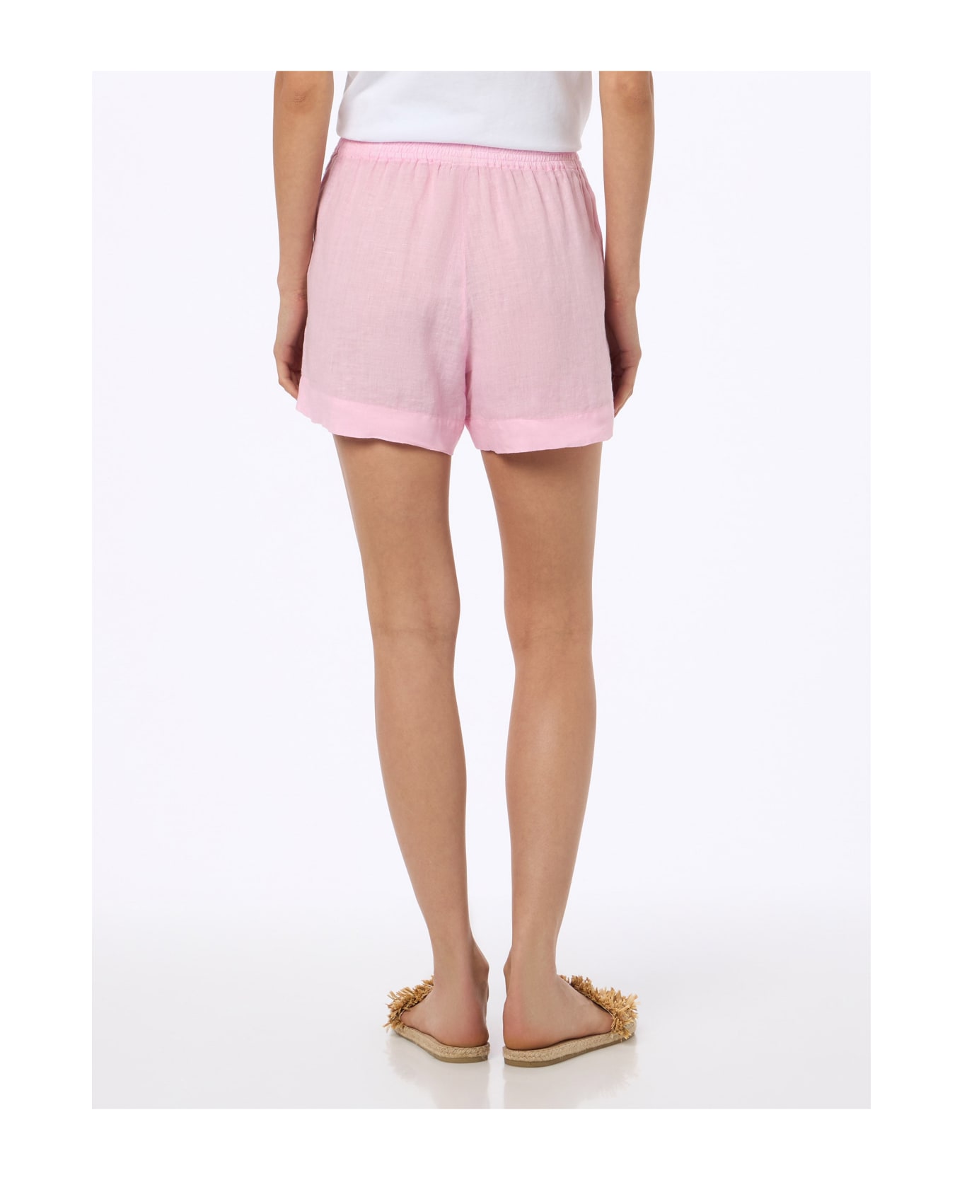 MC2 Saint Barth Woman Pink Linen Pull Up Shorts - PINK
