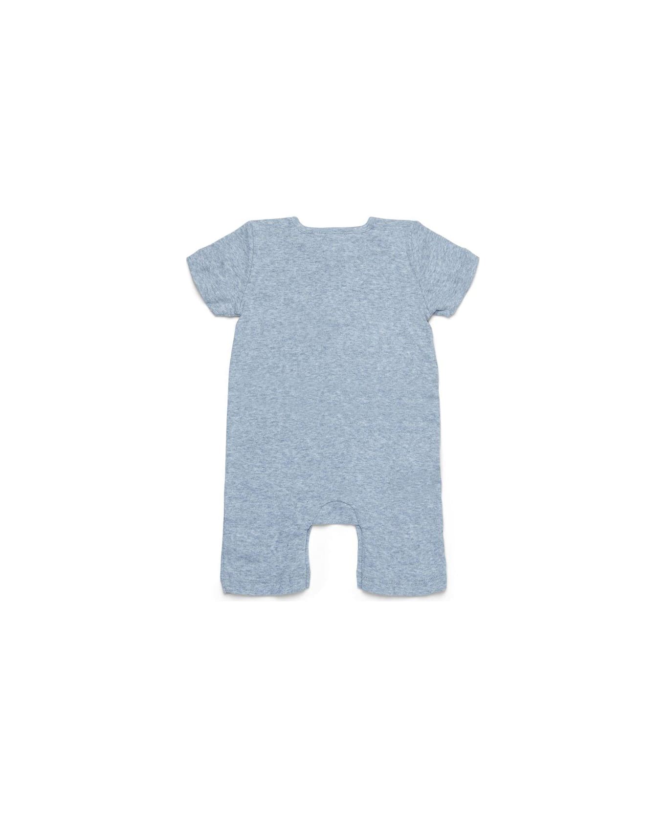 Marni Logo Embroidered Short-sleeved Jumpsuit - Clear Blue