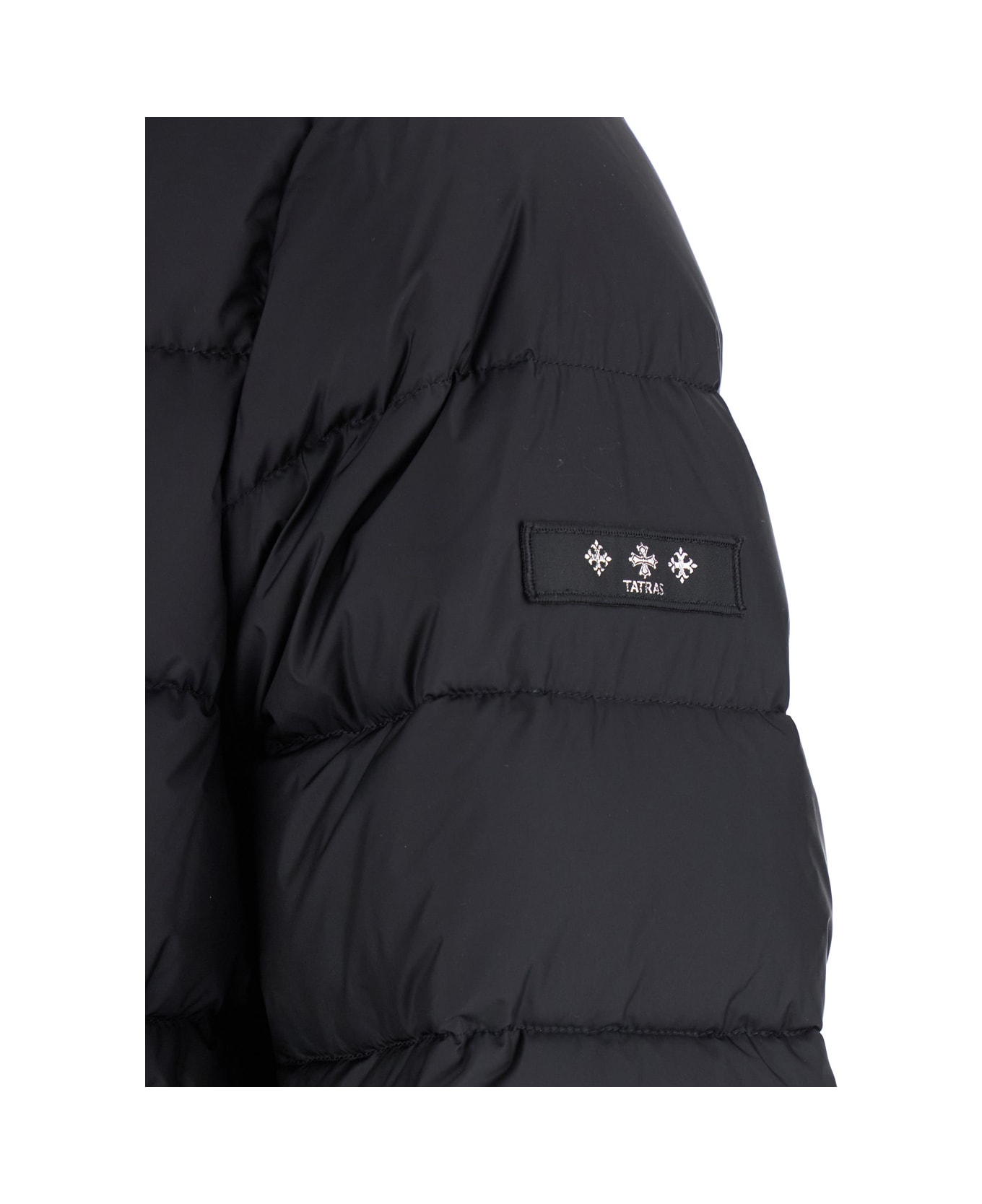 TATRAS 
liko
 Black Down Jacket With Drawstring Hood And Logo Patch On The Side In Tech Fabric Man - Black