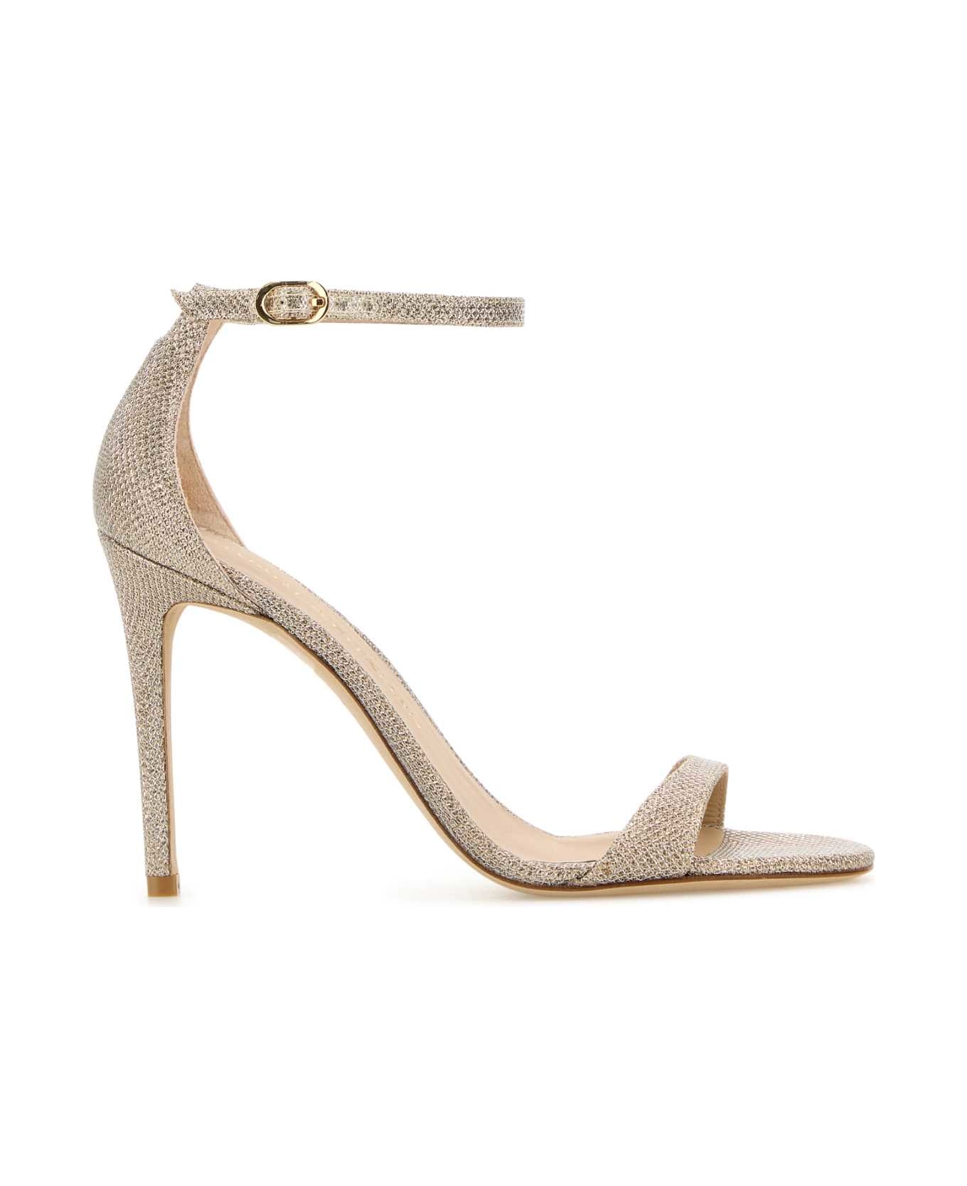 Stuart Weitzman Silver Fabric Nudist Ii Sandals - POUDRE