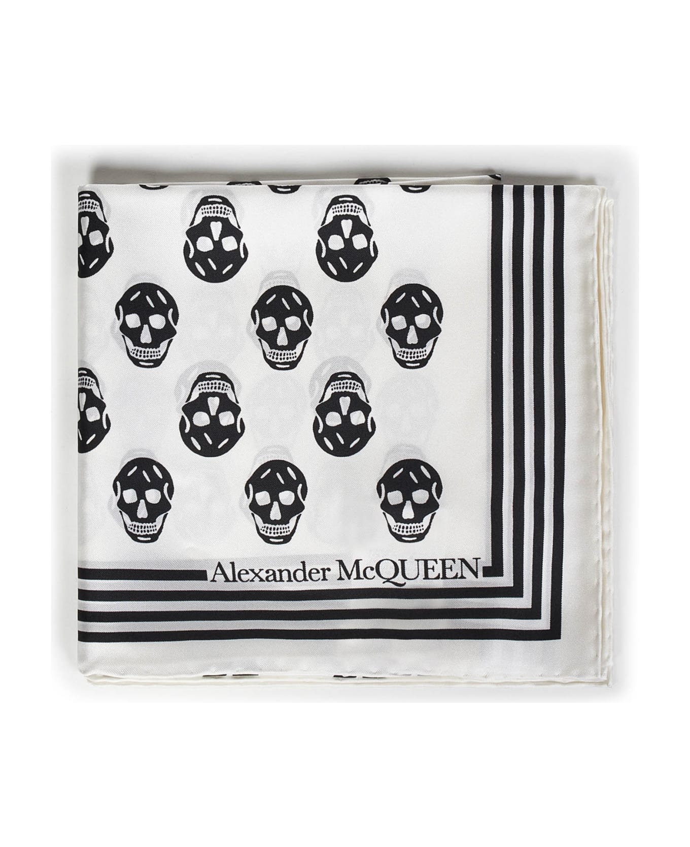 Alexander McQueen Printed Satin Foulard - White スカーフ