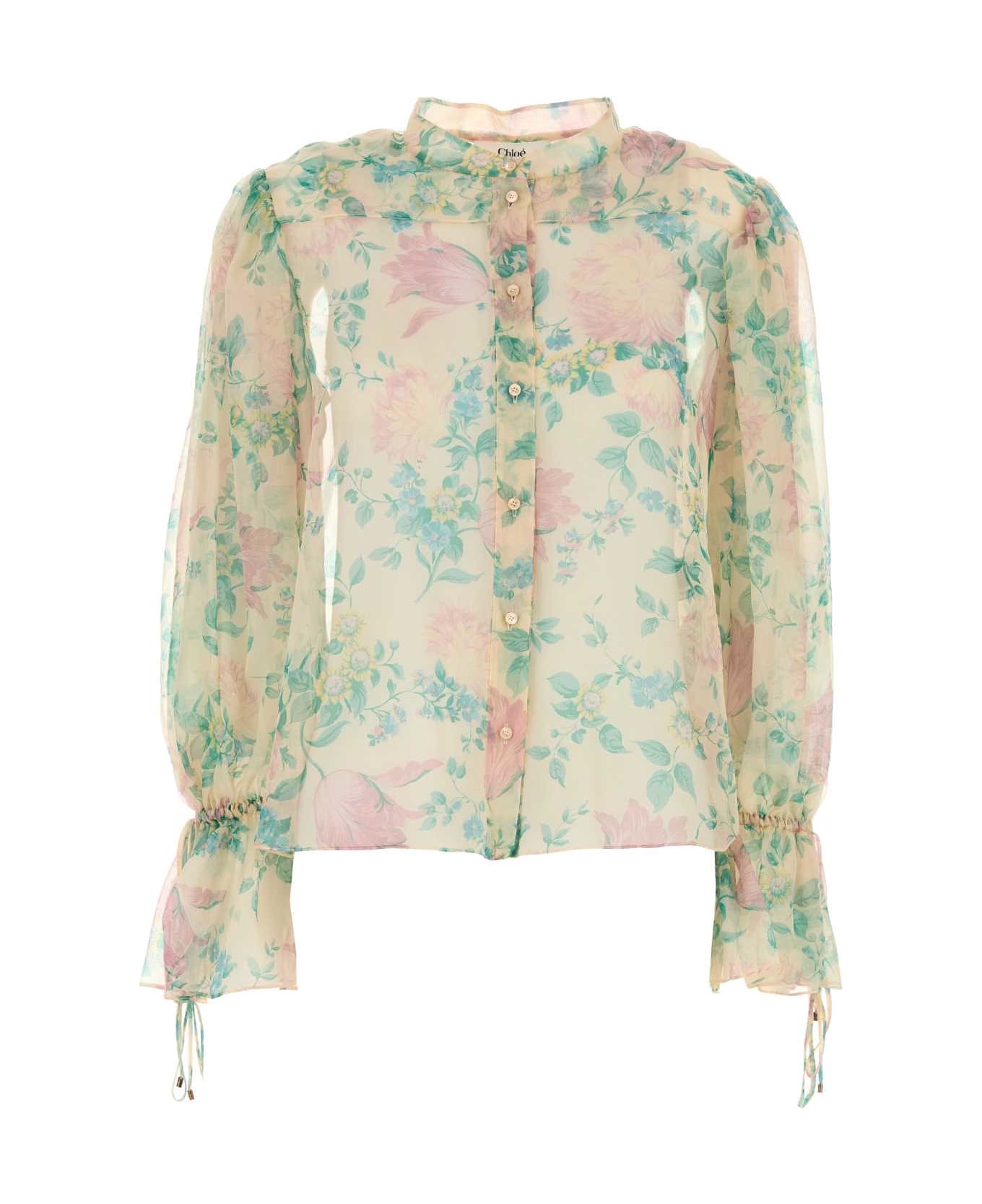 Chloé Printed Muslin Blouse - SEEDPEARLBEIGE