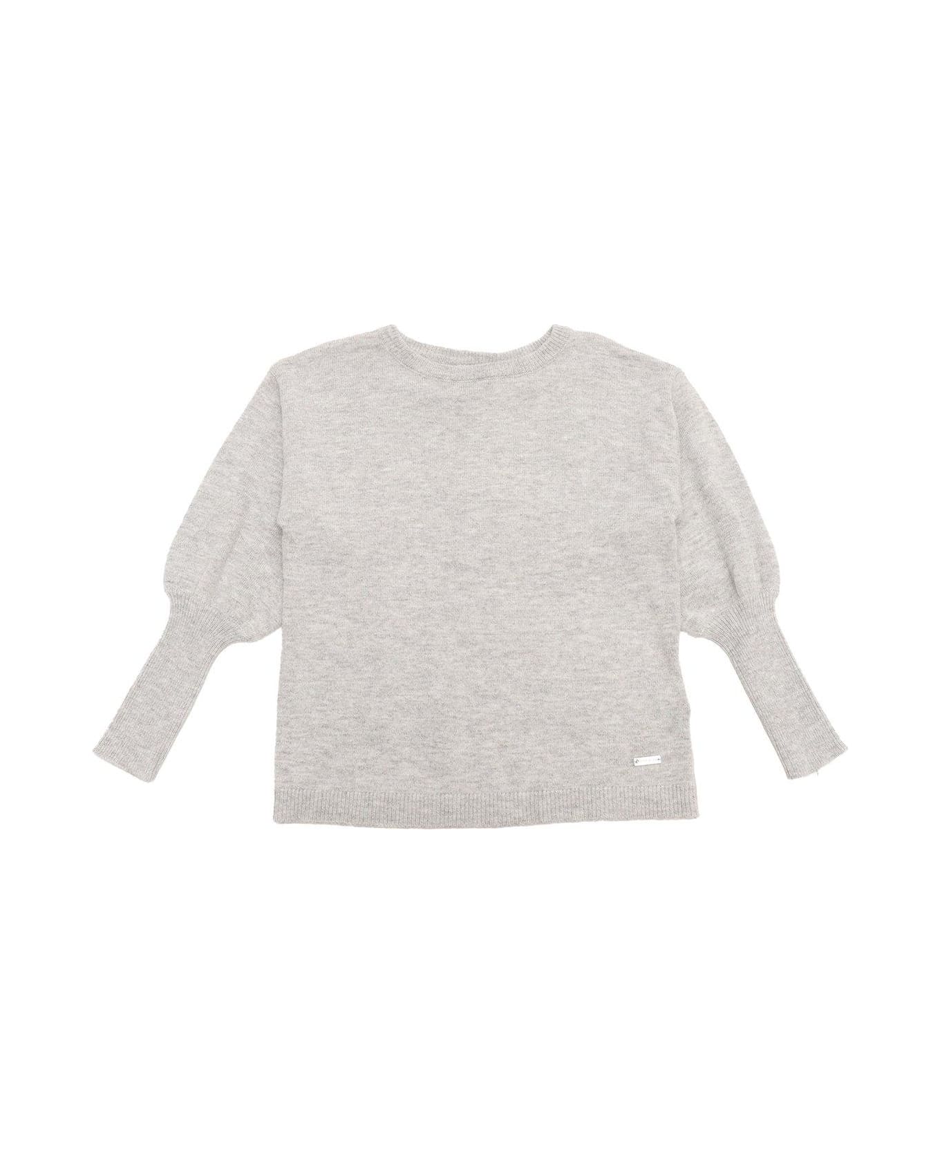 Monnalisa Puff-sleeved Crewneck Jumper - Grigio