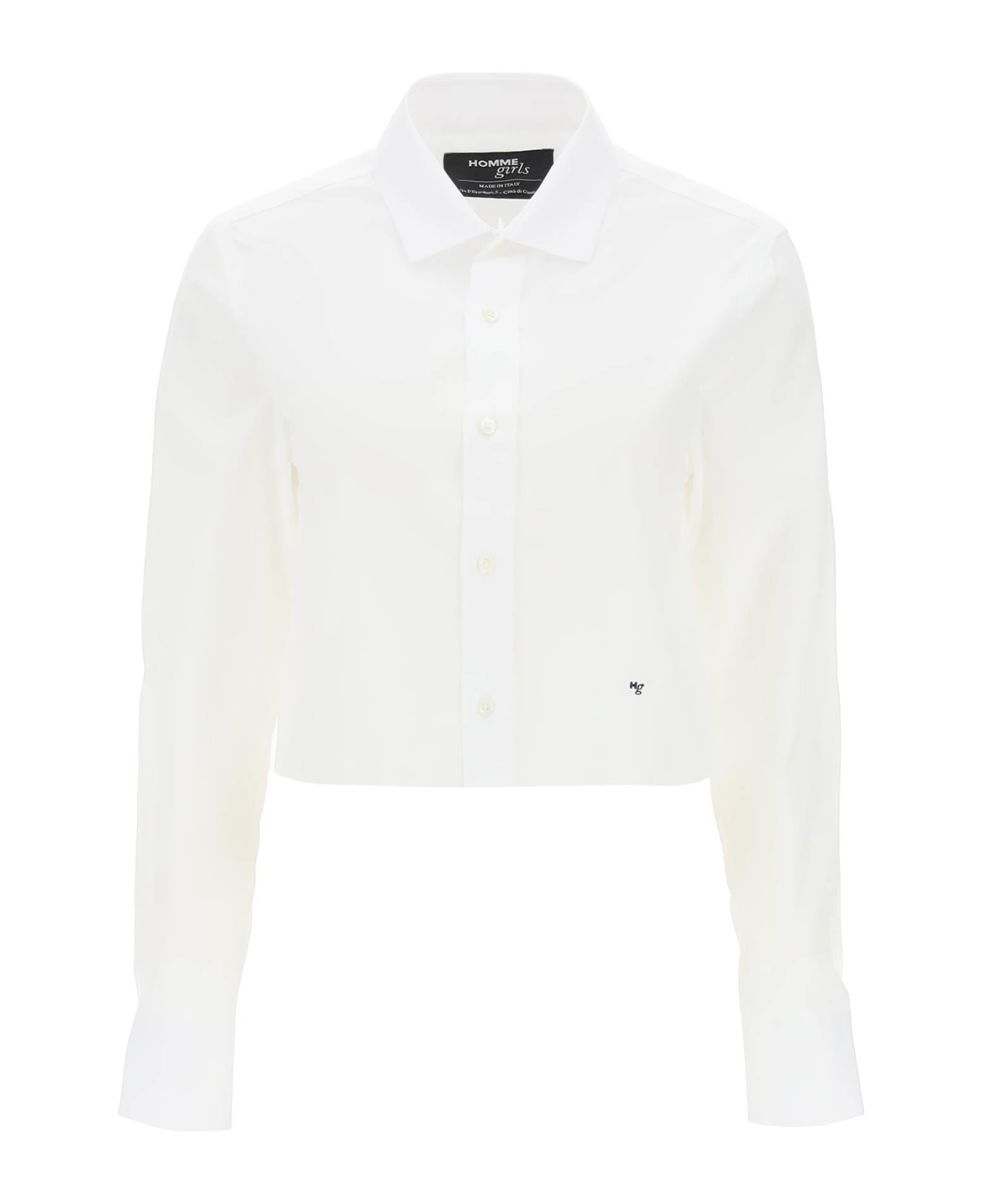HommeGirls Cotton Twill Cropped Shirt - WHITE (White)