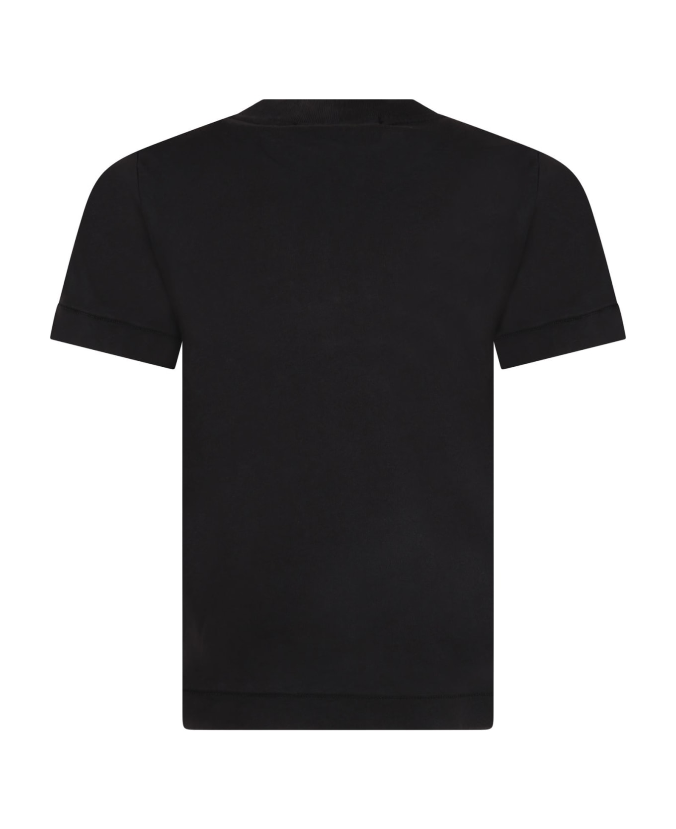 Stone Island Junior Black T-shirt Fo Boy With Iconic Compass - Black