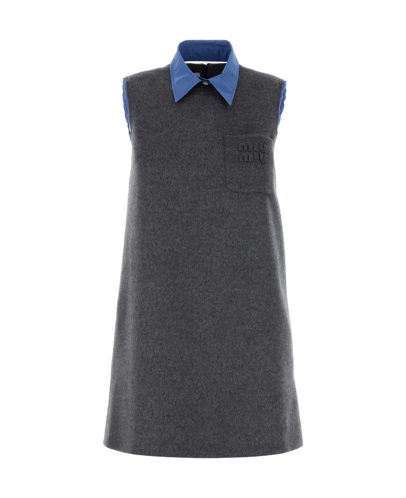 Miu Miu Grey Velour Mini Dress - GRIGIO
