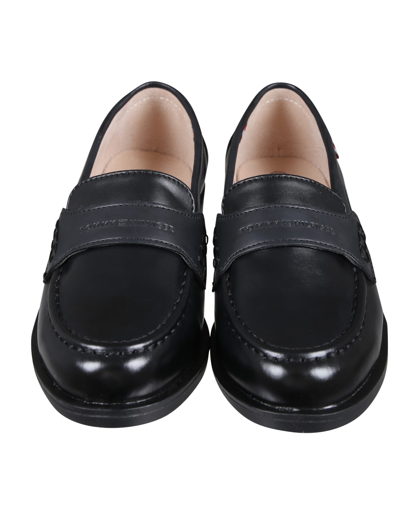 Tommy Hilfiger Black Loafers For Boy With Logo - Black シューズ