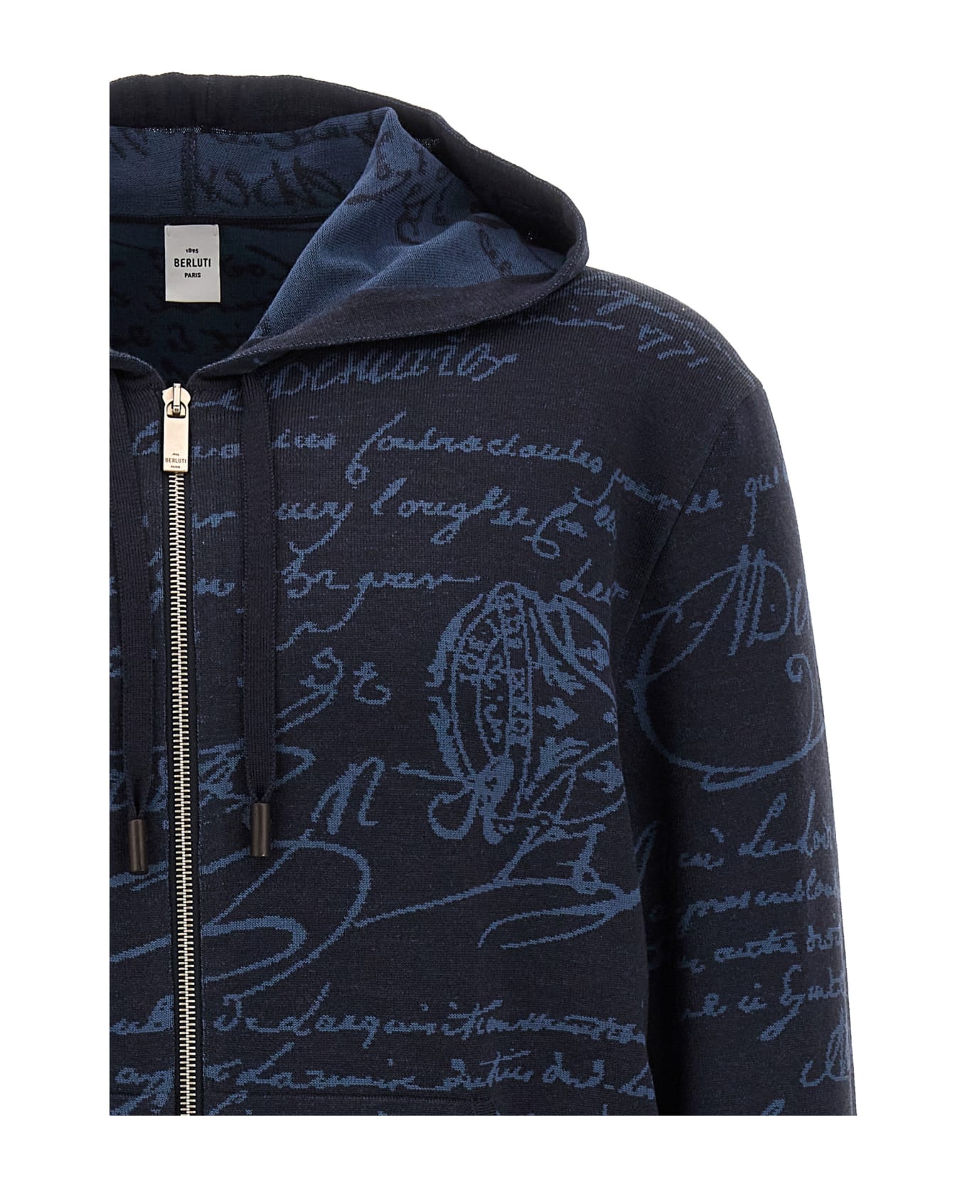 Berluti 'classic Scritto' Hooded Cardigan - Blue