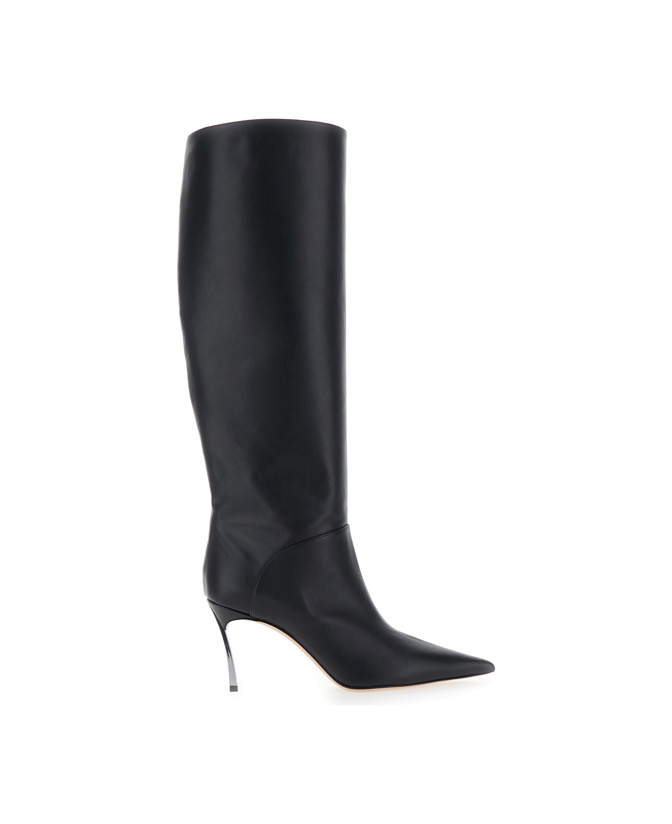 Casadei 'superblade' Black Knee-high Boots With Stiletto Heel In Leather Woman - Black