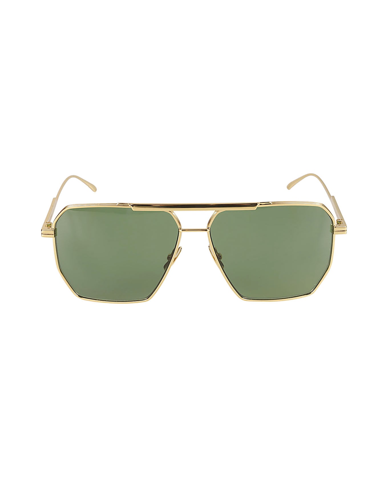 Bottega Veneta Eyewear Gold-tone Aviatore Style Sunglasses - Gold/Green