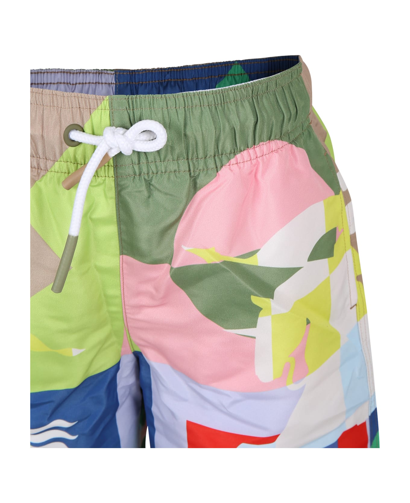 Burberry Multicolor Swim Shorts For Boy With Equestrian Knight