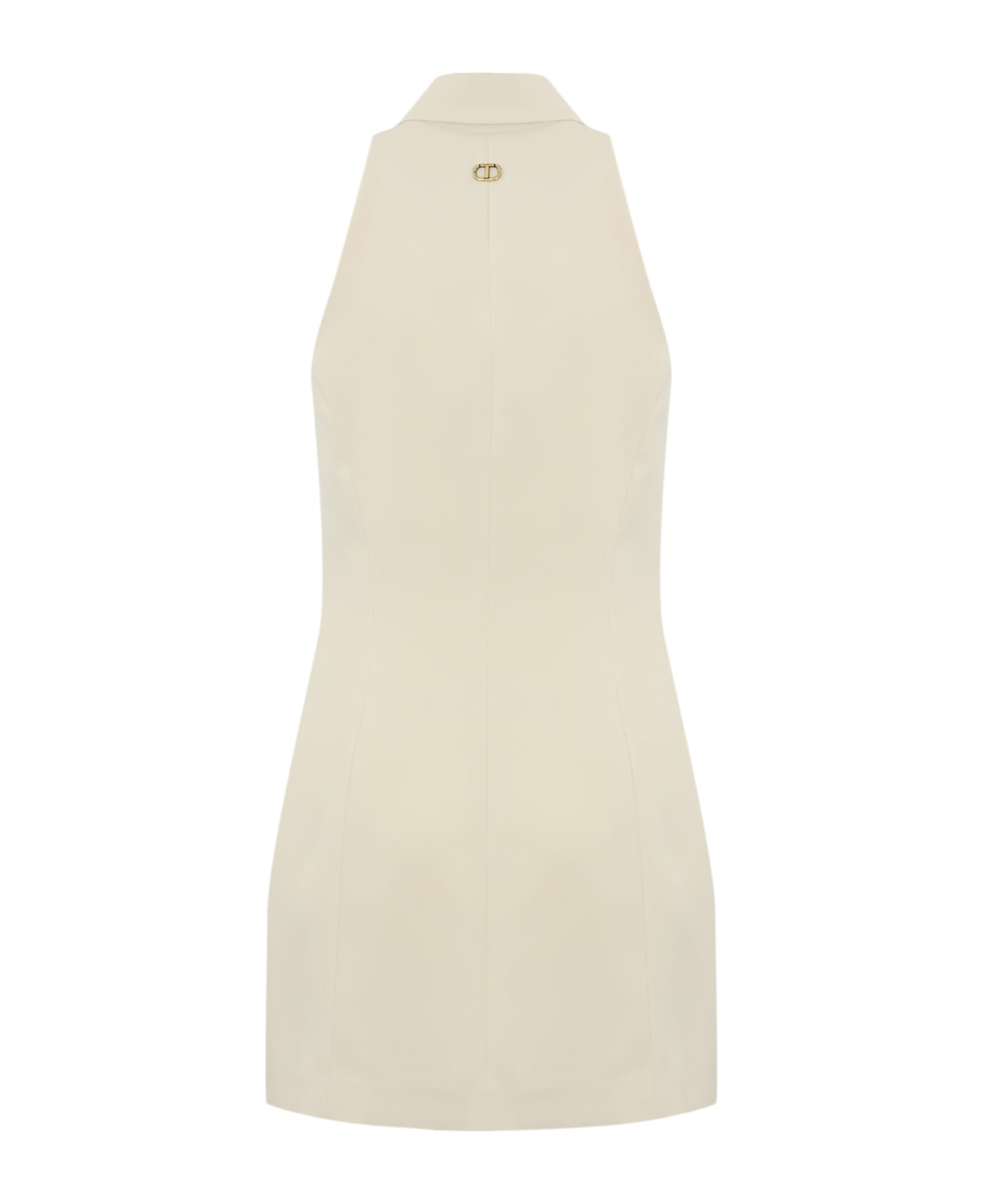 TwinSet Fluid Crepe Tunic With Buttons - Pearl
