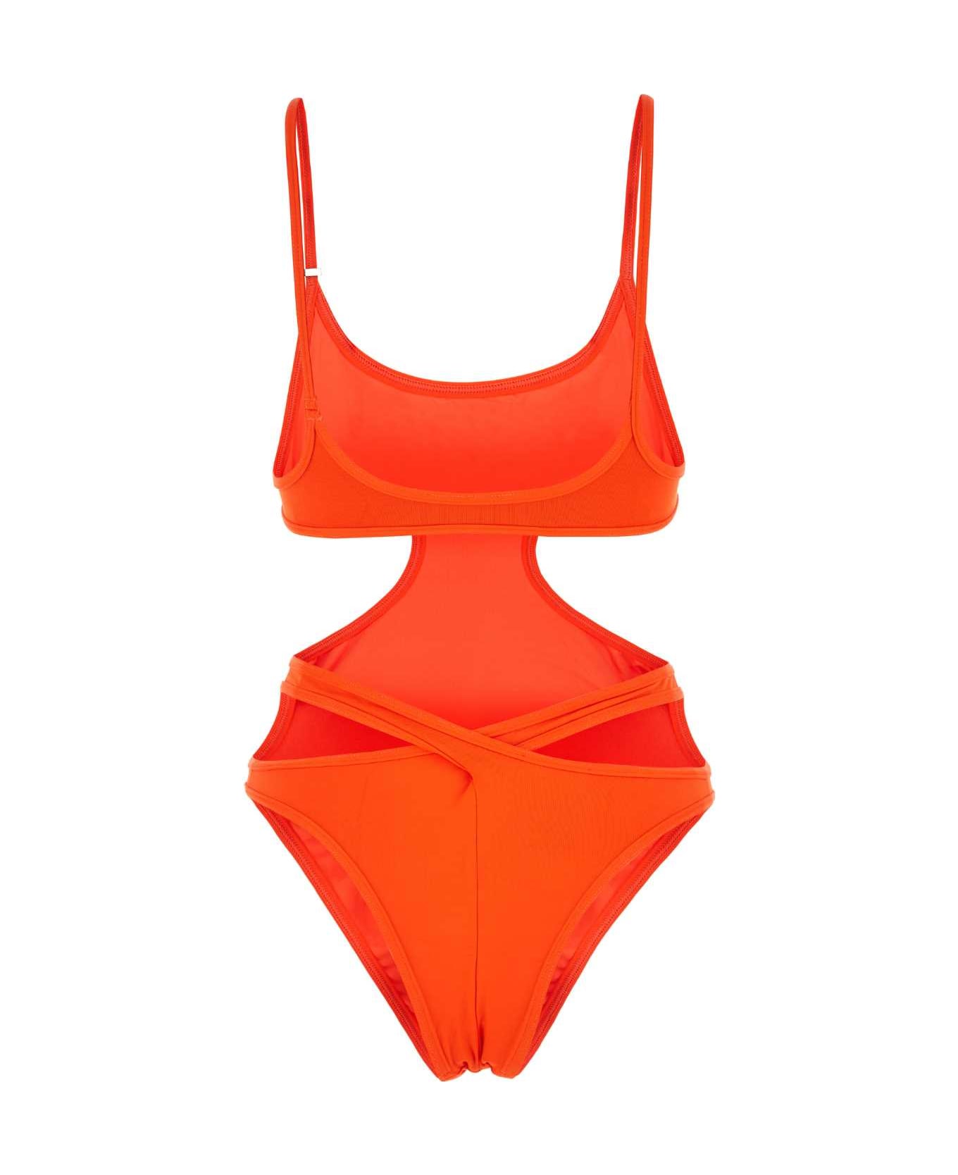 The Attico Fluo Orange Stretch Nylon Swimsuit - 033
